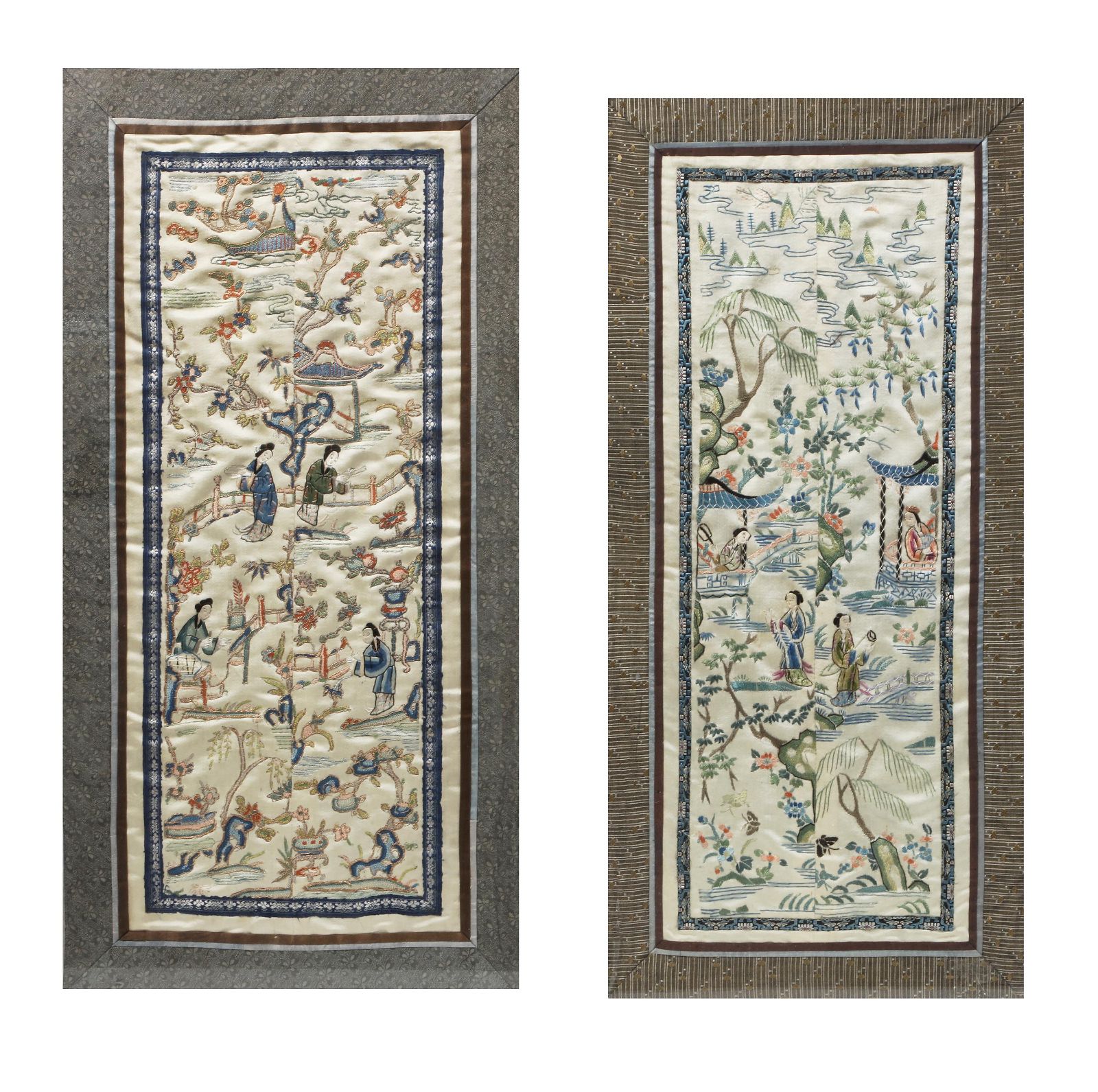 TWO CHINESE FRAMED SLEEVE BANDSTwo