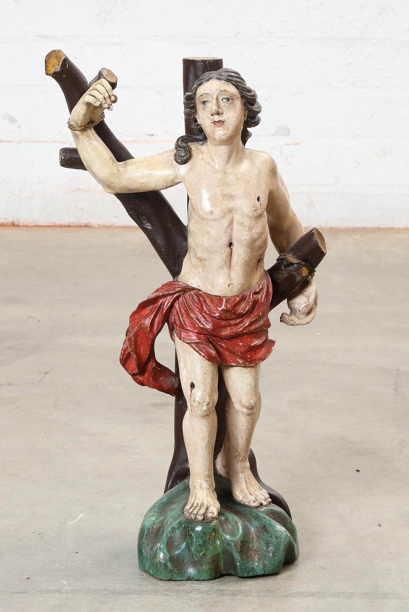 A CONTINENTAL WOOD FIGURE OF ST.