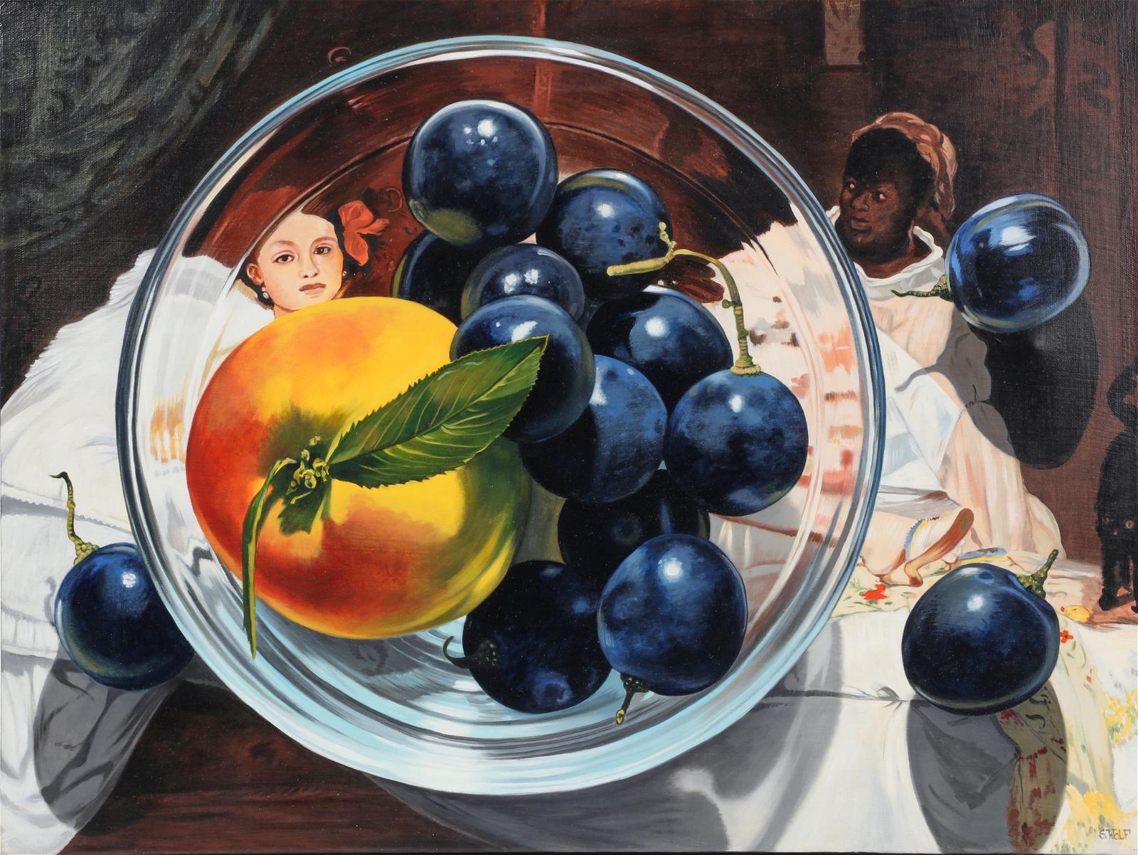 SHERRIE WOLF, GRAPES AND PEACH
