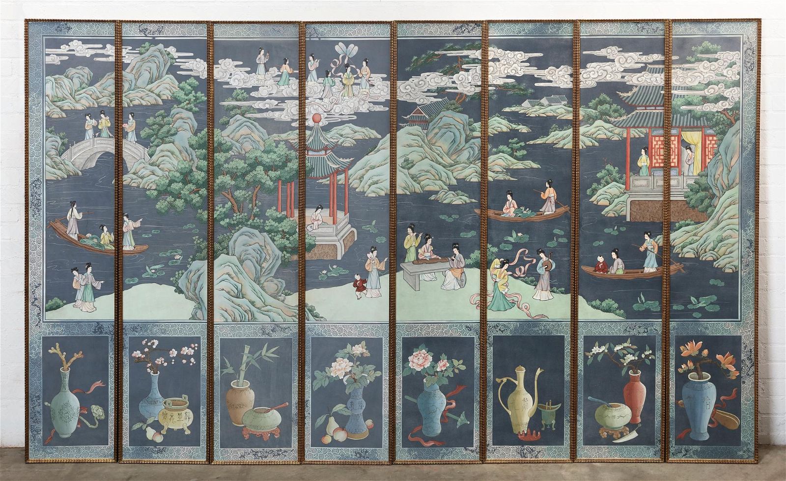 A SET OF EIGHT CHINESOISERIE PAINTED