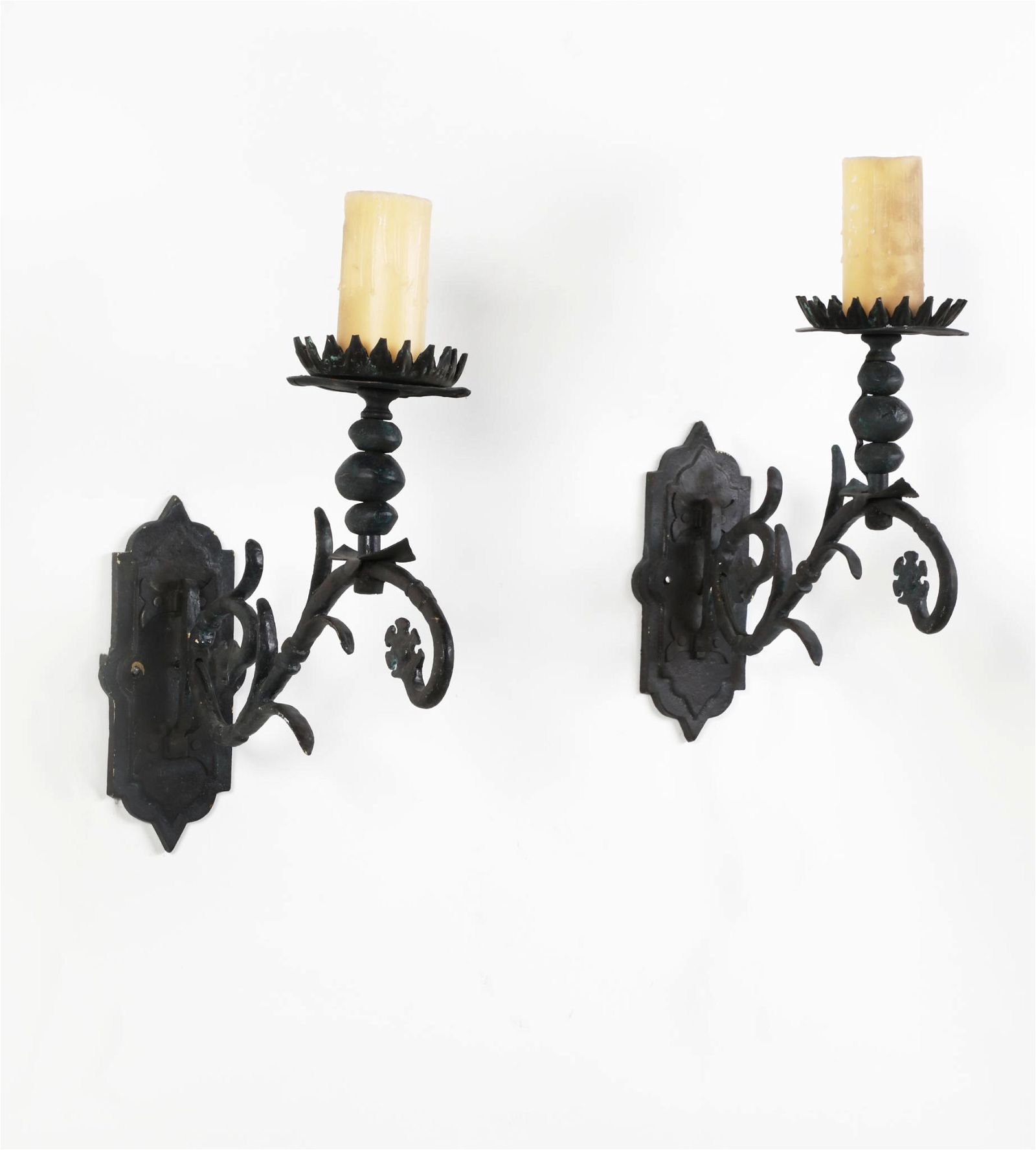 A PAIR OF WROUGHT IRON PETRA WALL