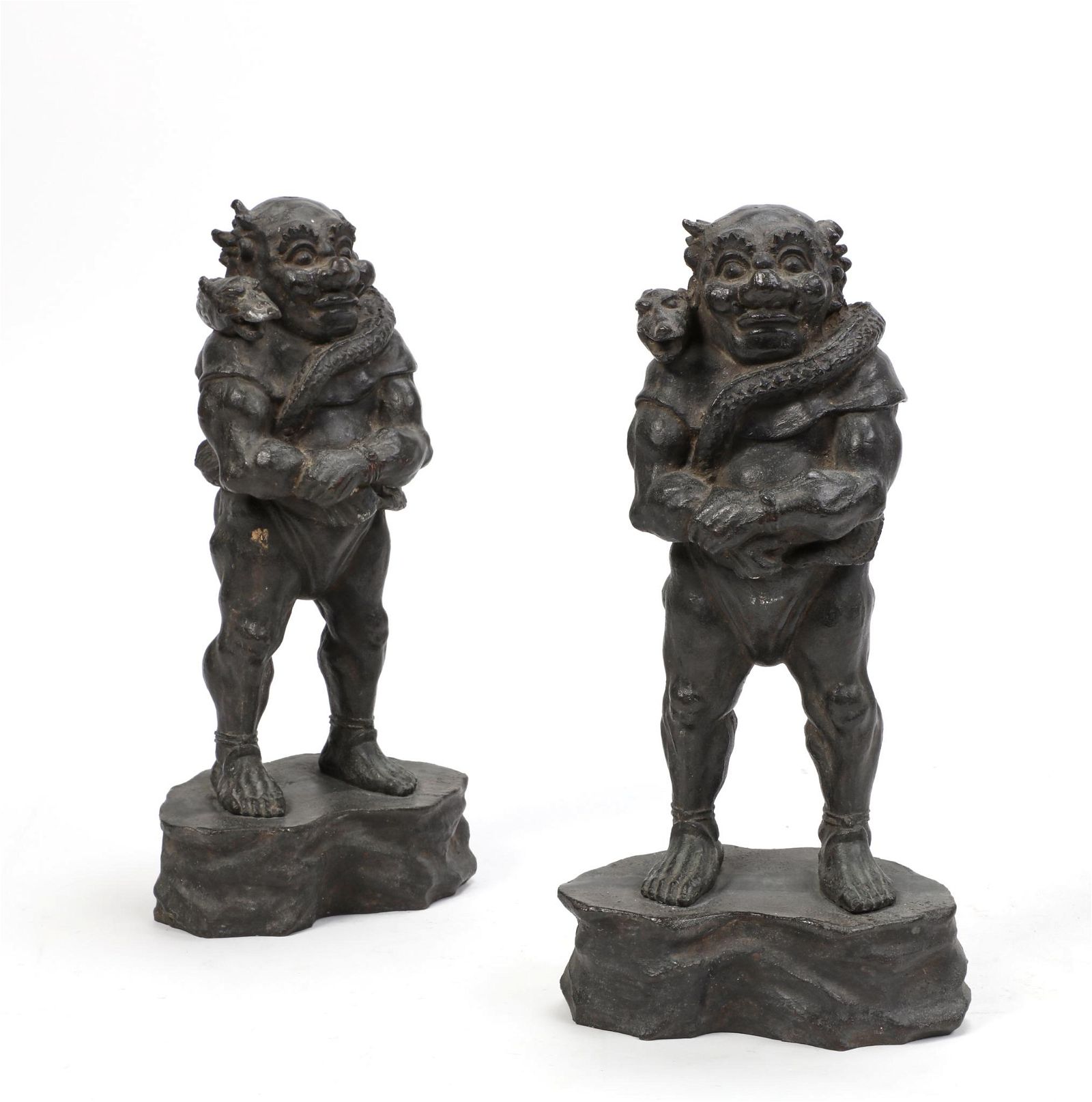 A PAIR OF JAPANESE BRONZE MODELS