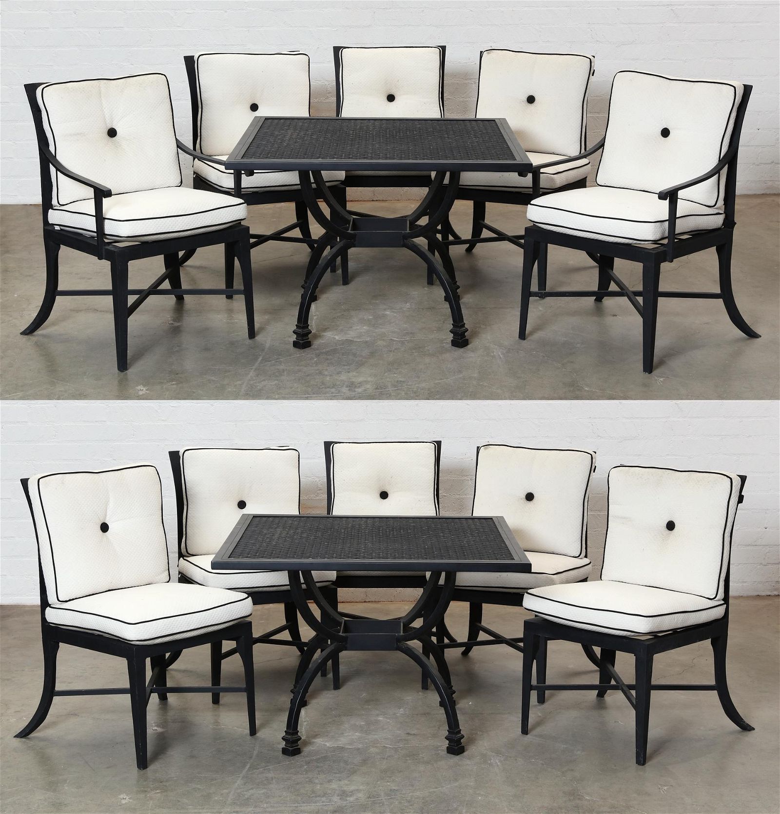 A TWELVE PIECE ALUMINUM PATIO DINING