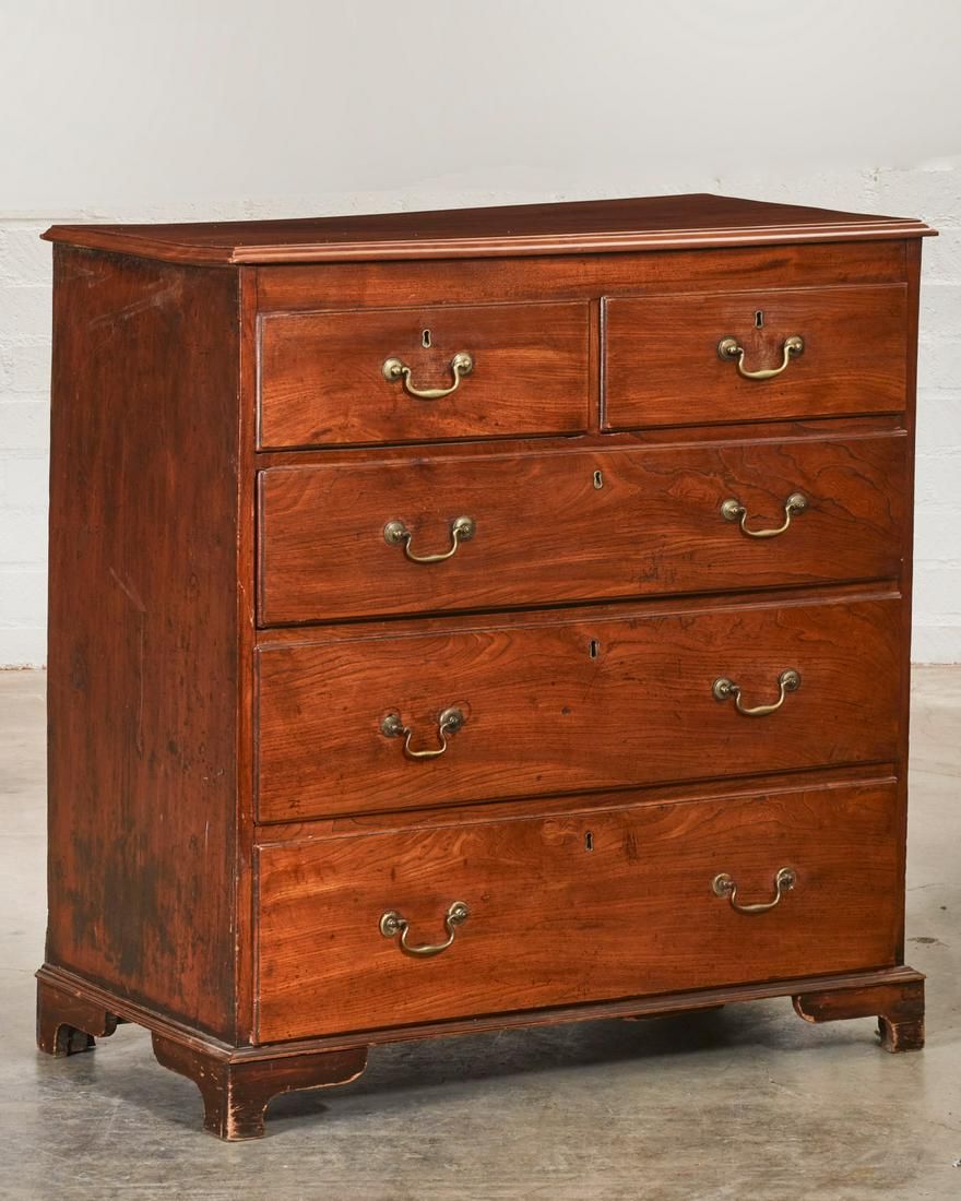 AN ENGLISH ELM AND PINE CHEST OF