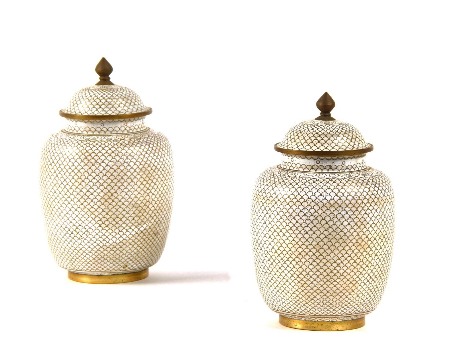 A PAIR OF CHINESE WHITE CLOISONNE