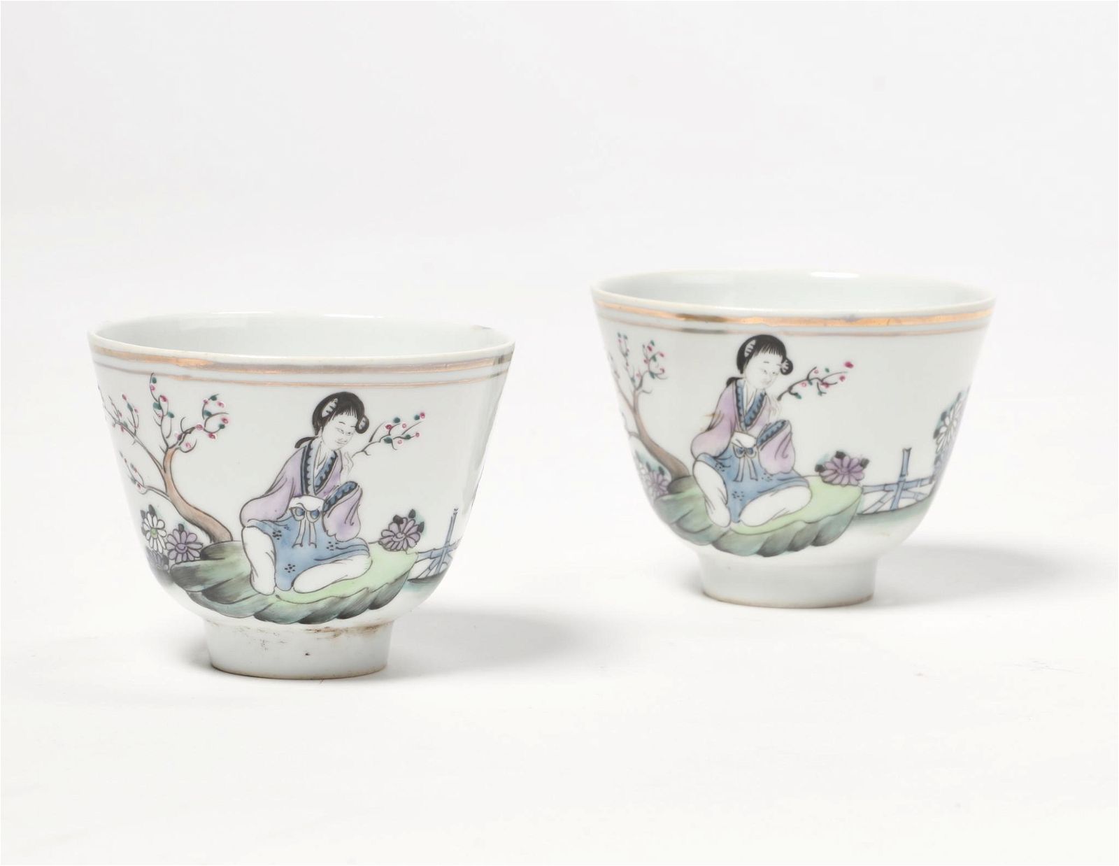 TWO CHINESE POLYCHROME ENAMELED