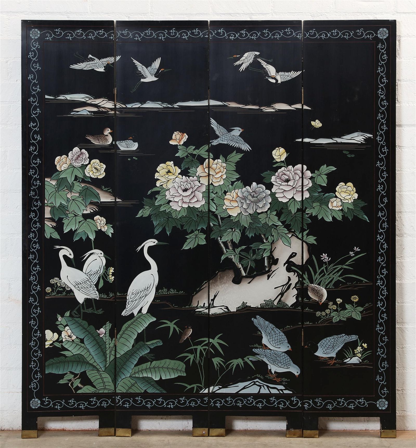 A CHINESE COROMANDEL LACQUER FOUR PANEL