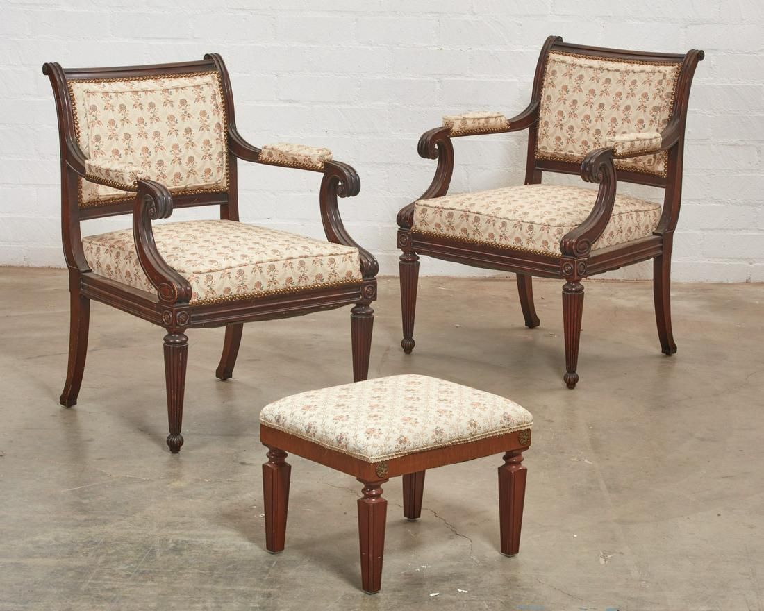 A PAIR OF REGENCY STYLE ARMCHAIRS
