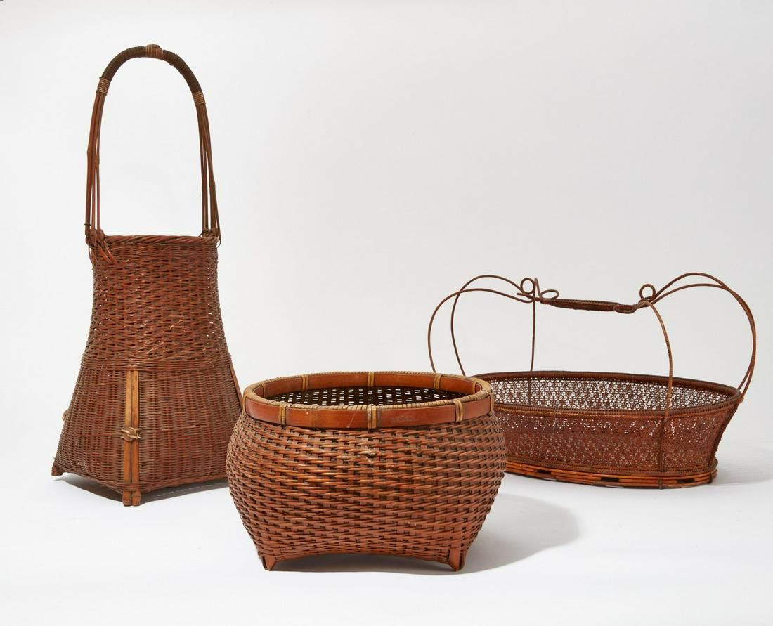 THREE JAPANESE BAMBOO BASKETSThree