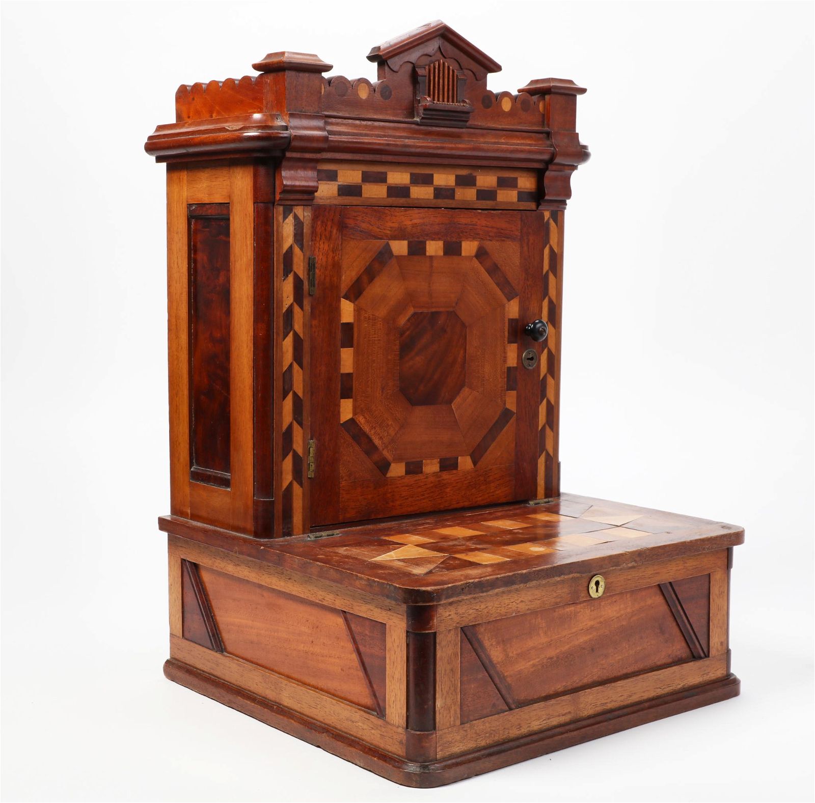 A CONTINENTAL WALNUT AND PARQUETRY