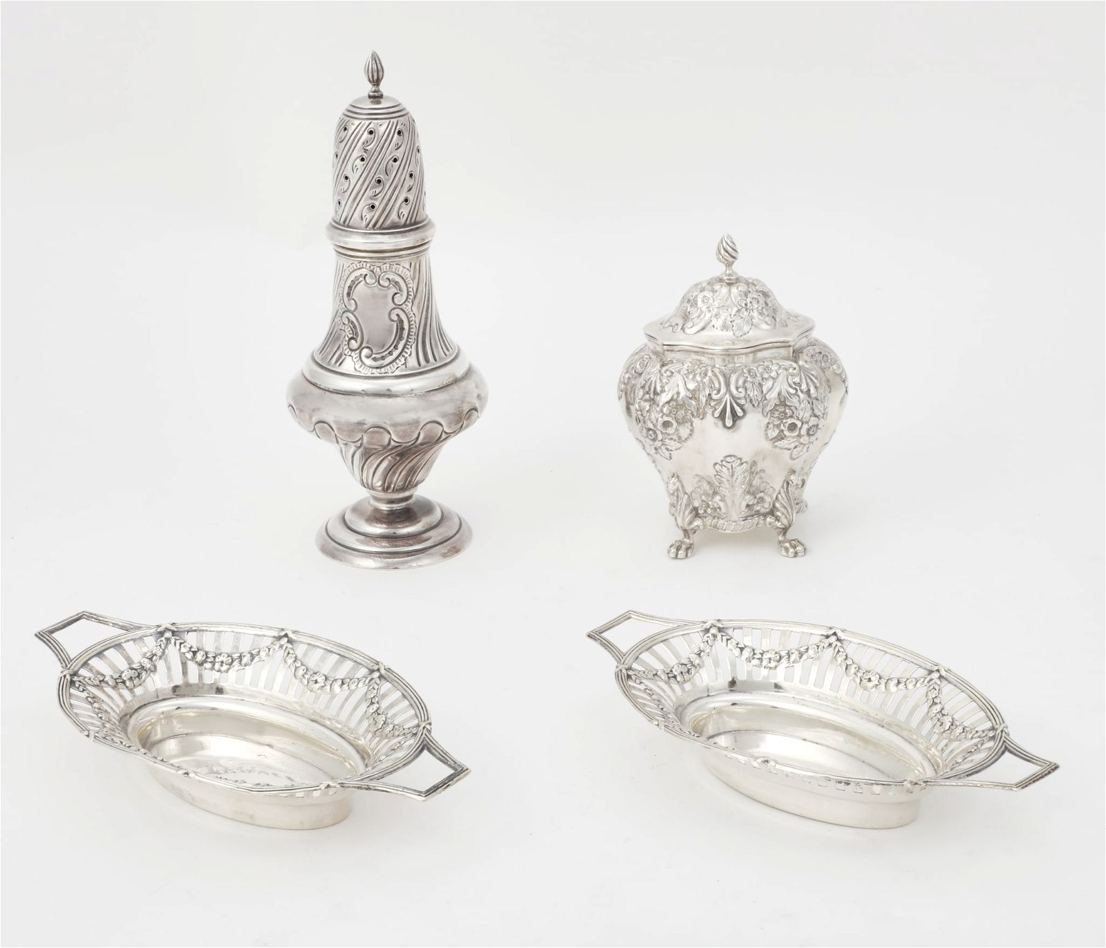 FOUR ENGLISH STERLING SILVER TABLEWARESFour