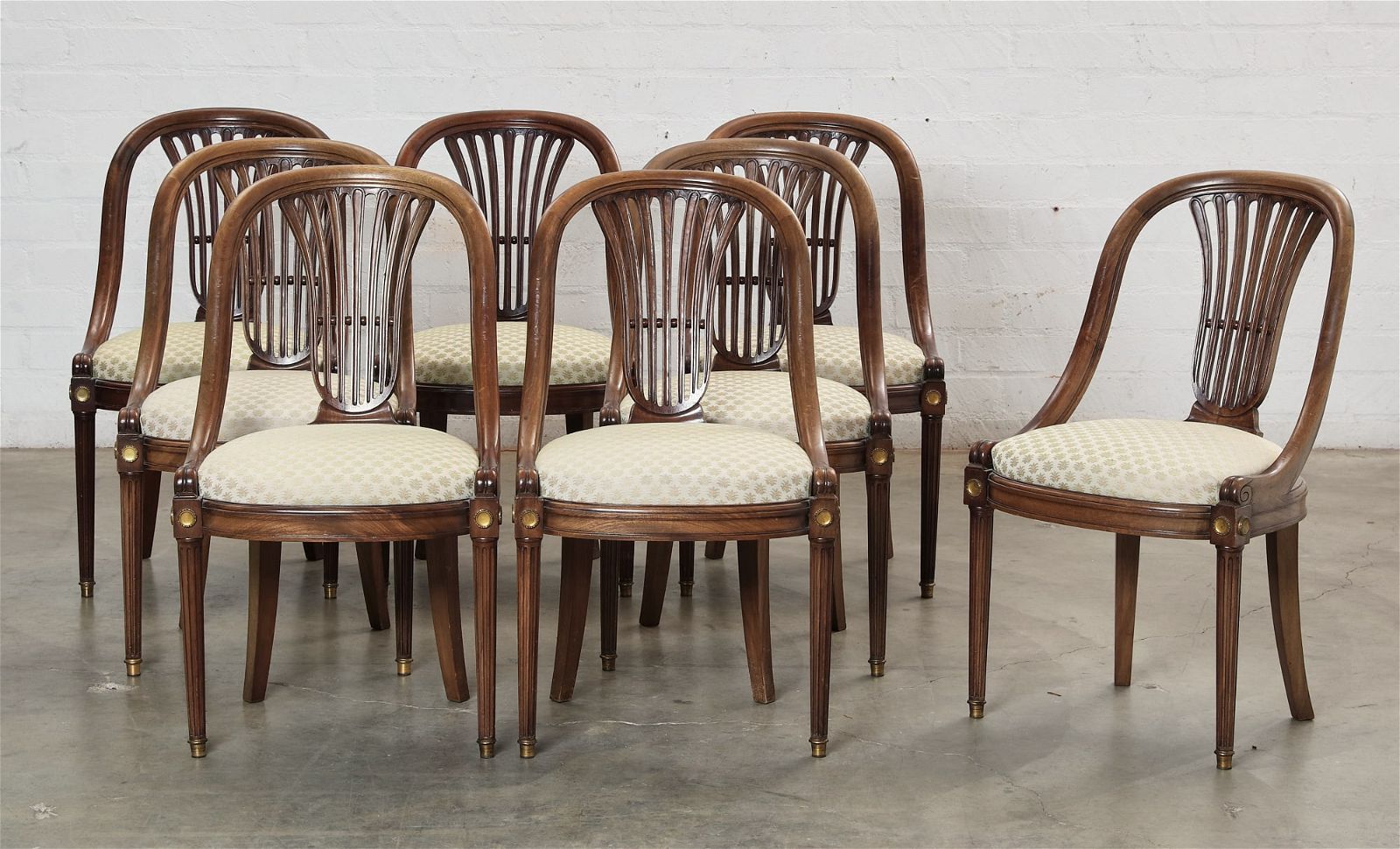 EIGHT LOUIS XVI STYLE MAHOGANY