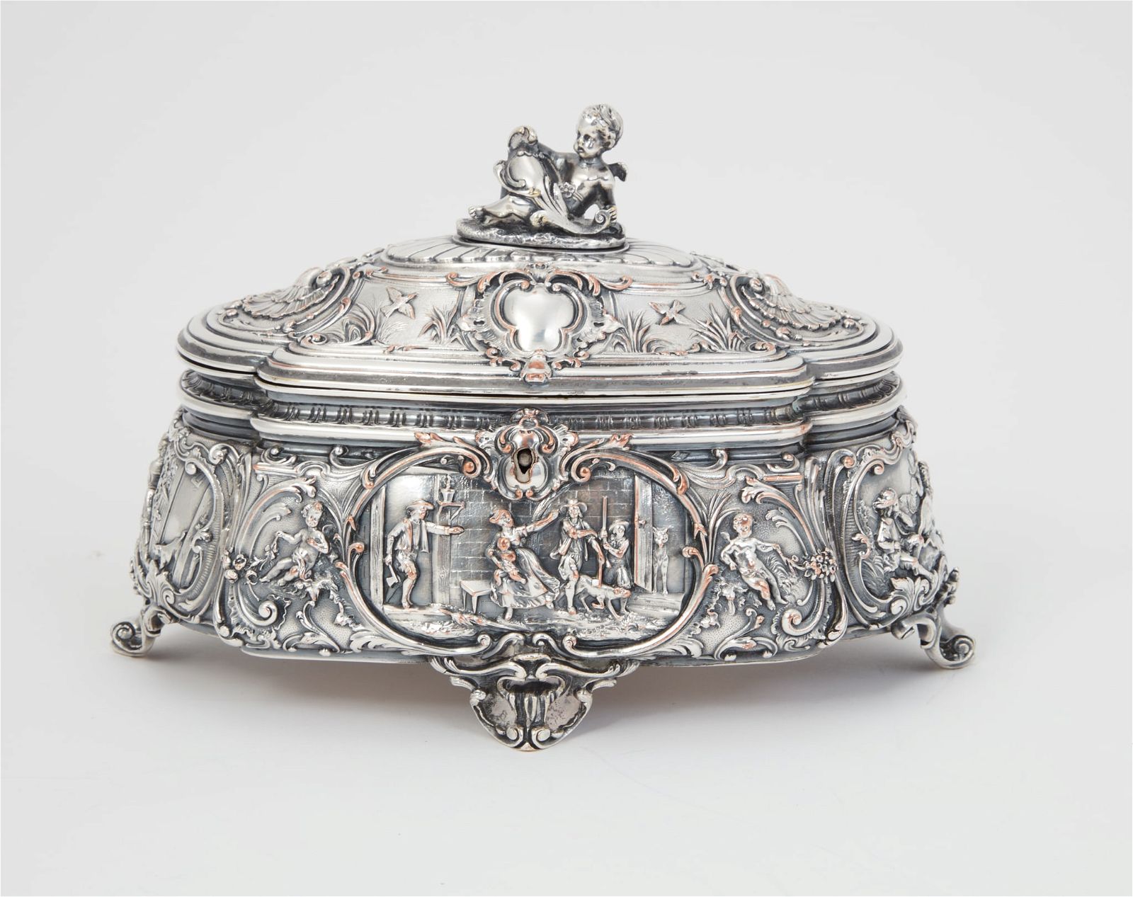 A FRENCH BAROQUE STYLE SILVERED