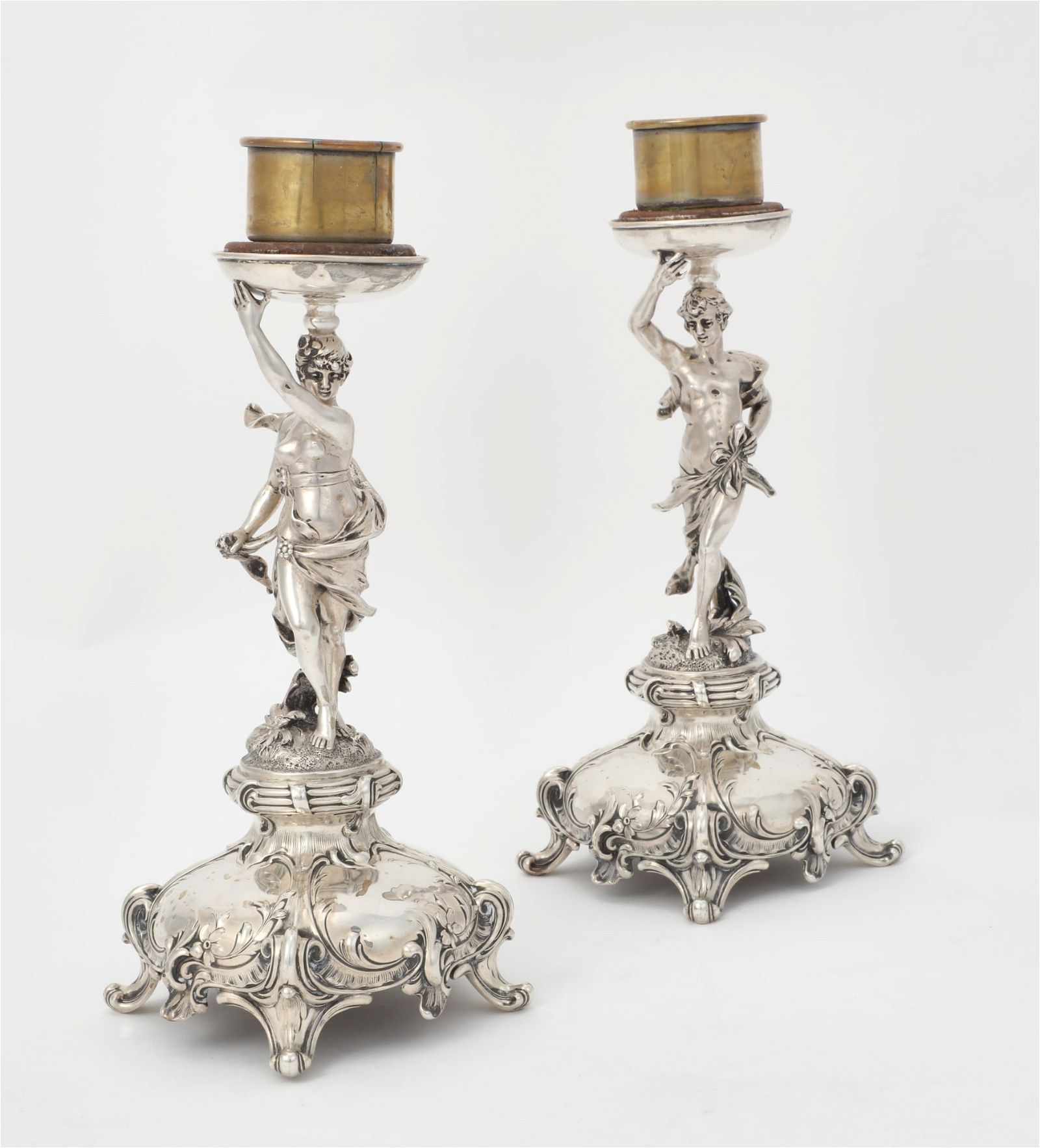 A PAIR OF GERMAN SILVER FIGURAL