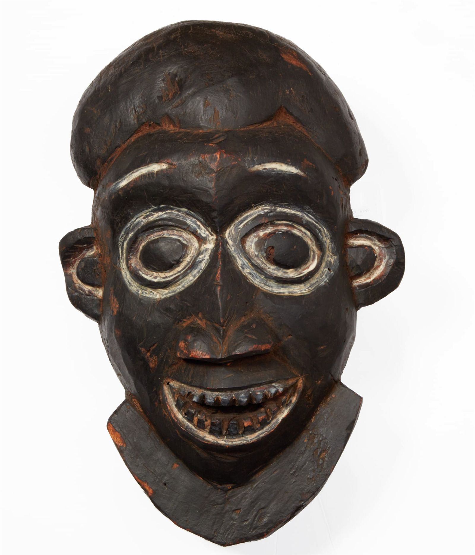 AN AFRICAN TRIBAL CARVED WOOD MASK,
