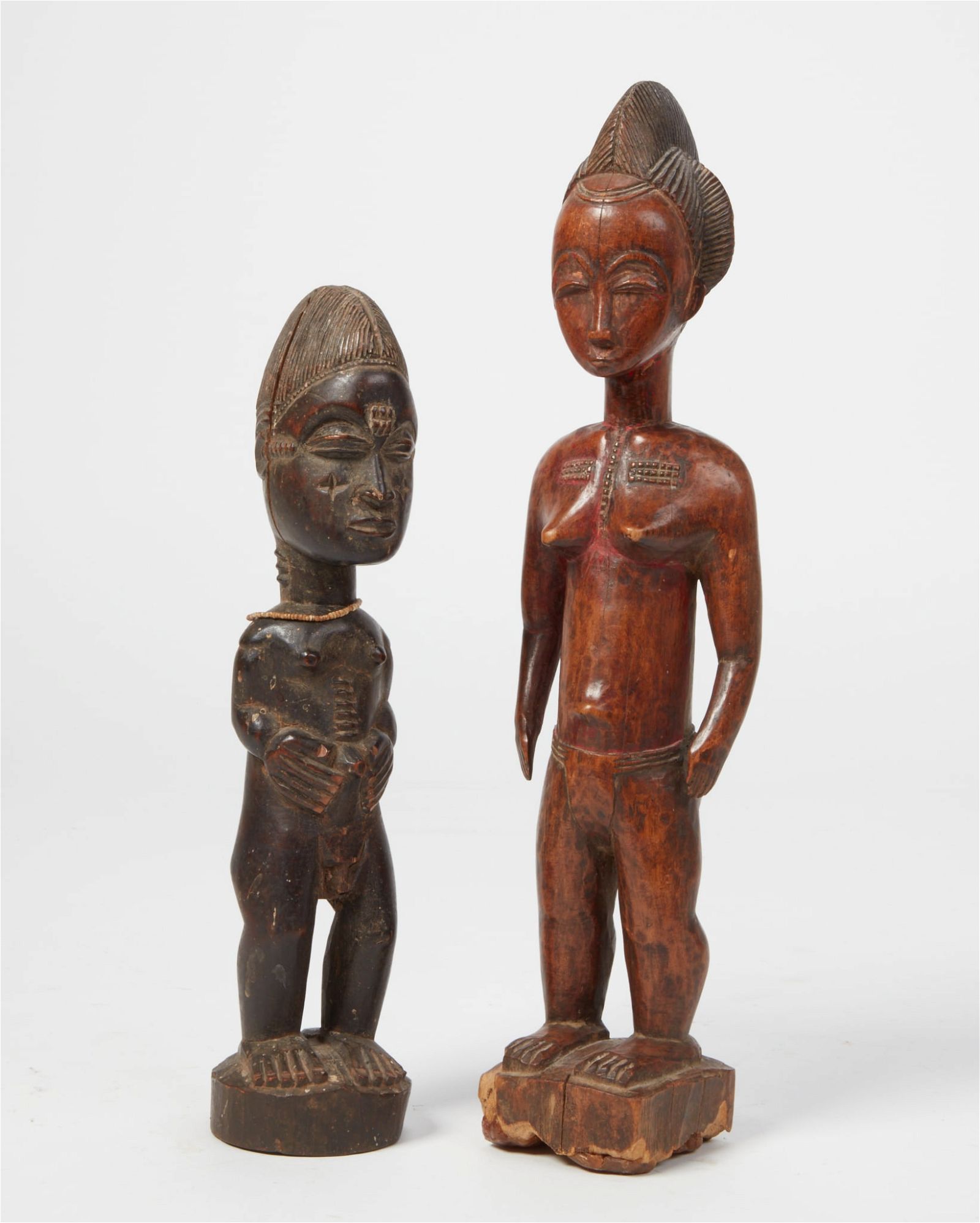 TWO AFRICAN TRIBAL CARVED WOOD