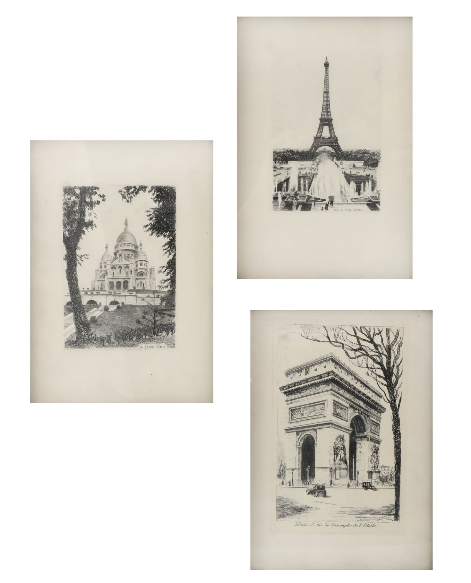 THREE ETCHED SCENES OF PARIS, CIRCA