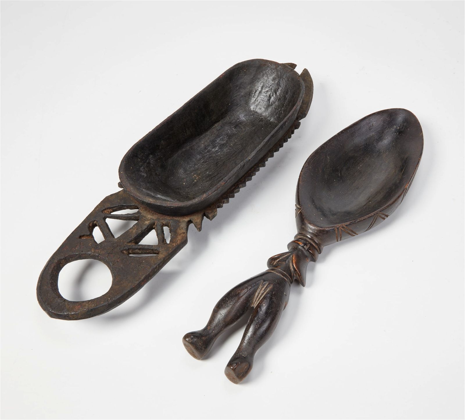 TWO AFRICAN TRIBAL WOOD SERVING