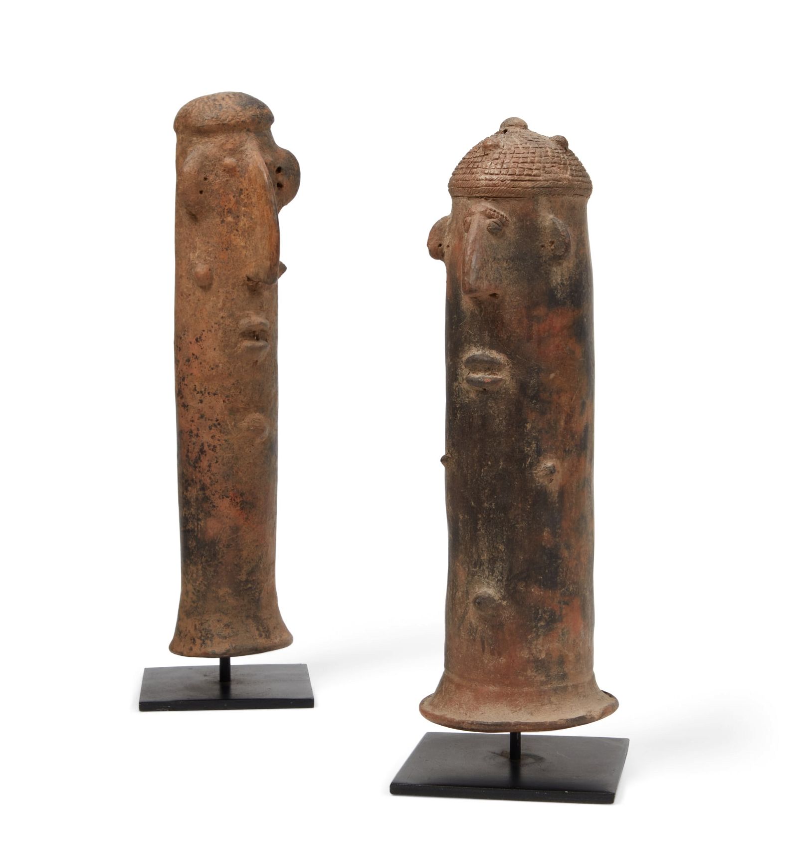 TWO AFRICAN POTTERY ABSTRACT FIGURESTwo