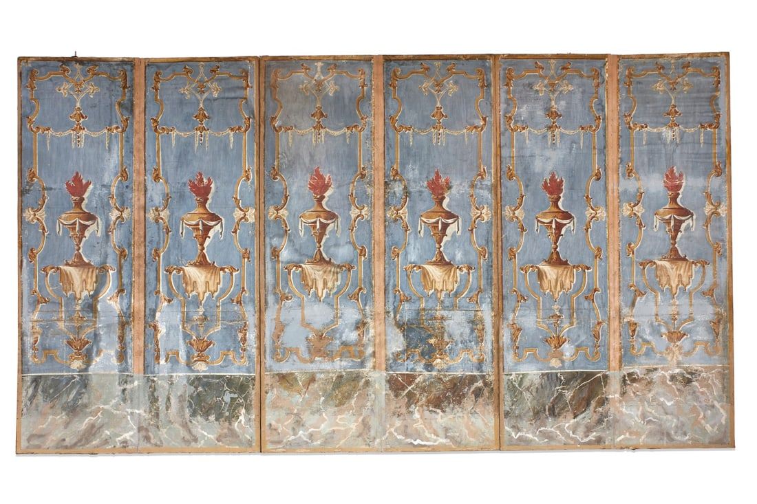 A NEOCLASSICAL PAINTED SIX PANEL