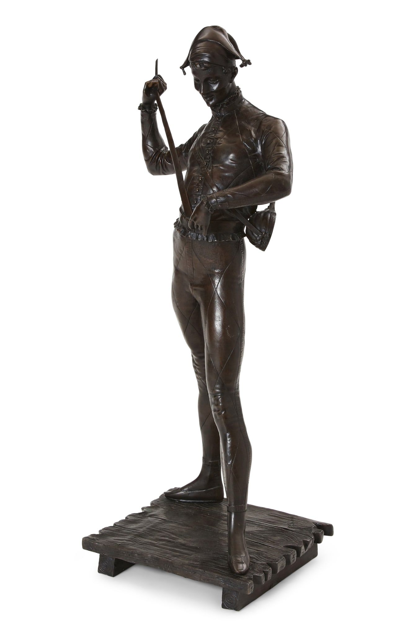 FRENCH BRONZE FIGURE OF A HARLEQUIN,