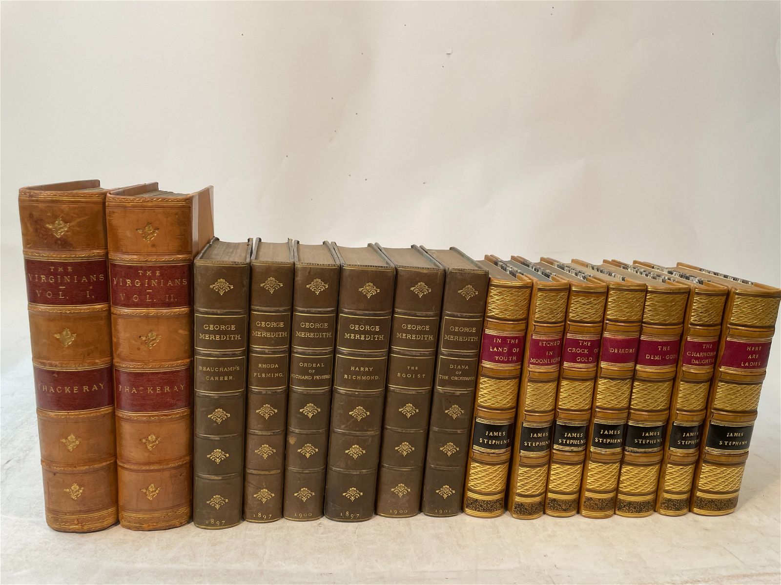 FIFTEEN LEATHER BOUND BOOKS BY