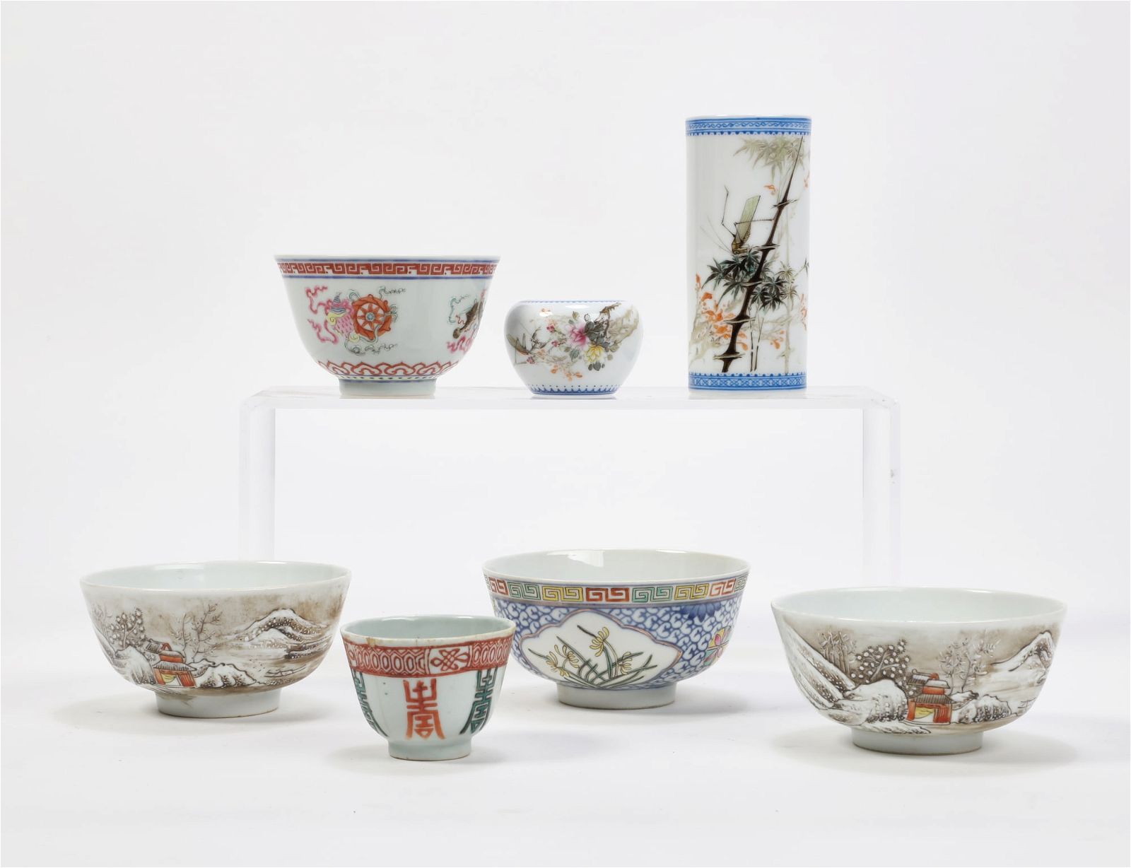 SEVEN CHINESE PORCELAIN TABLETOP