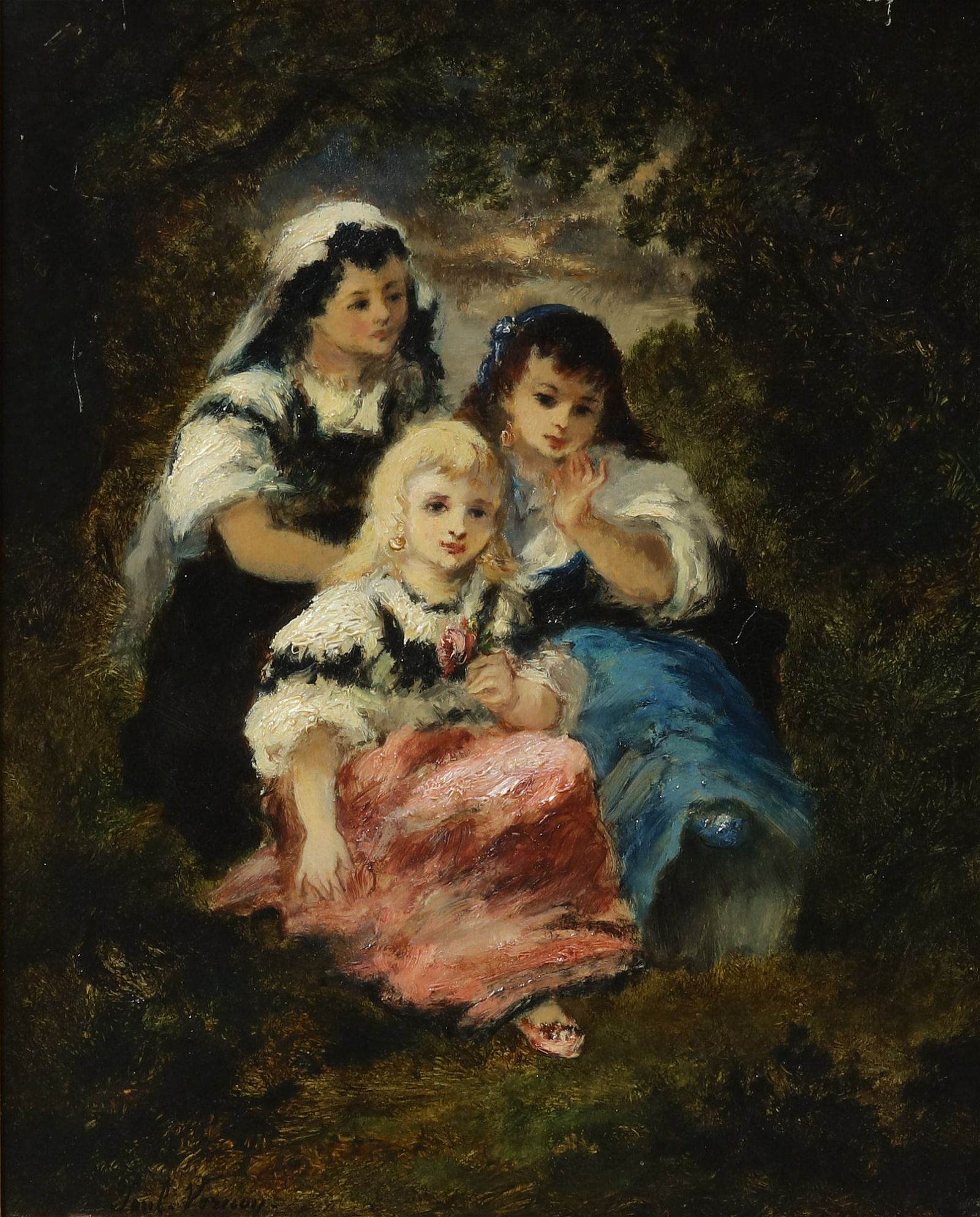 PAUL VERNON, THREE GIRLS IN A WOODLANDPaul