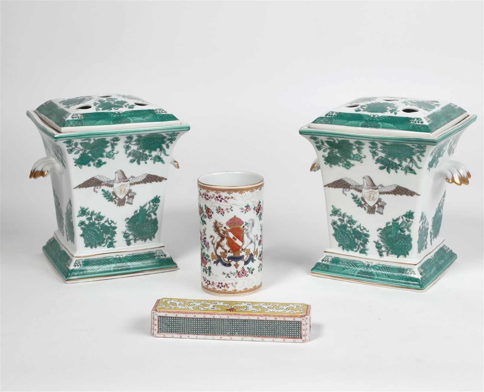 FOUR CHINESE GLAZED PORCELAIN TABLE