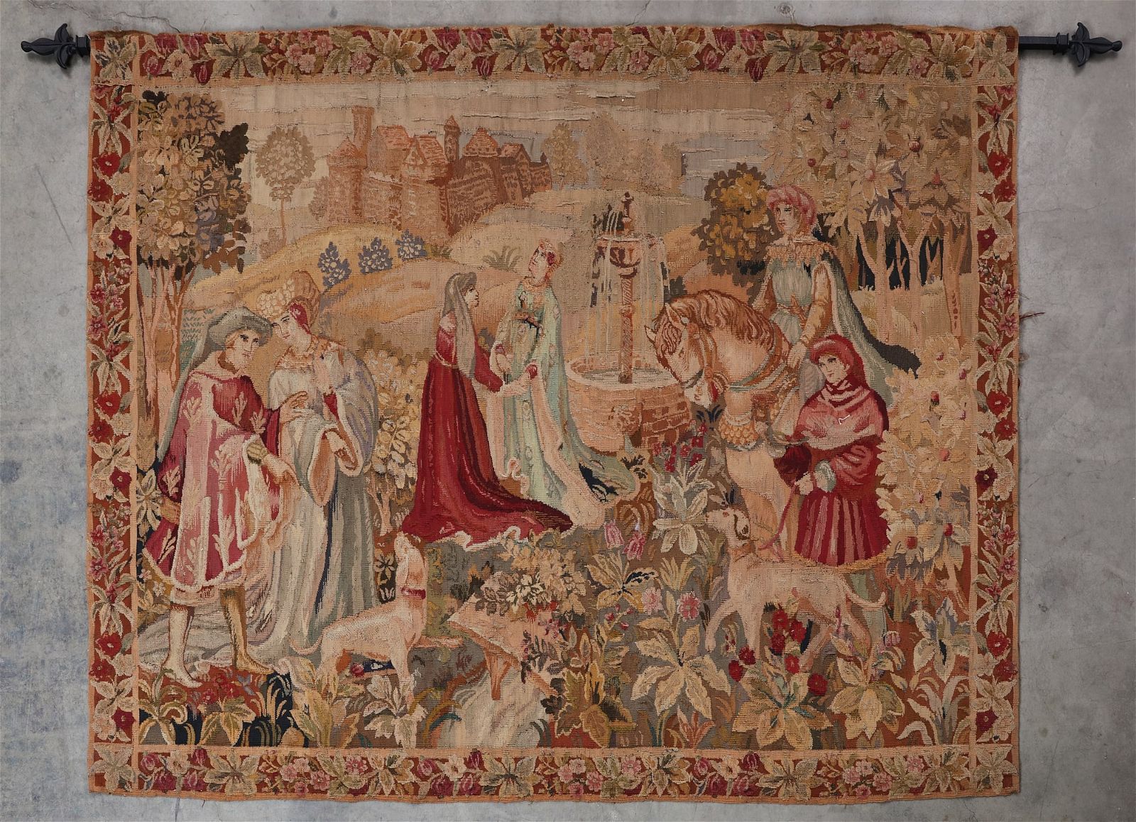 A FRENCH GOTHIC STYLE TAPESTRY OF FIGURESA