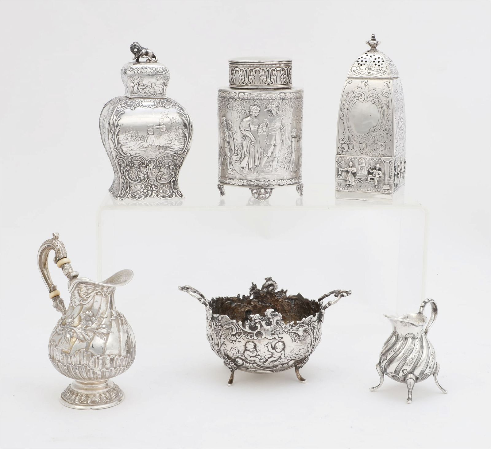 A SIX PIECE GROUP OF GERMAN SILVER