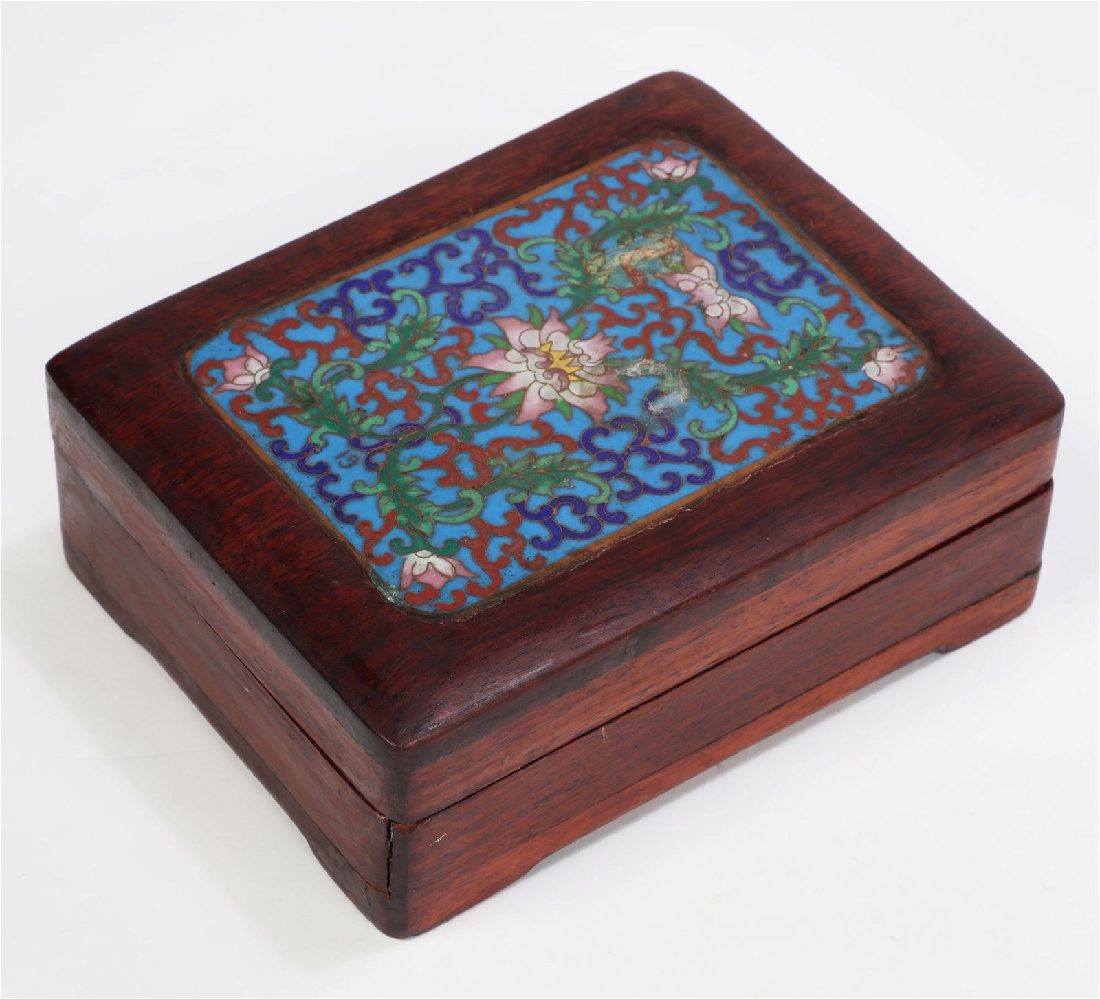 A CHINESE CLOISONNE ENAMEL INSET