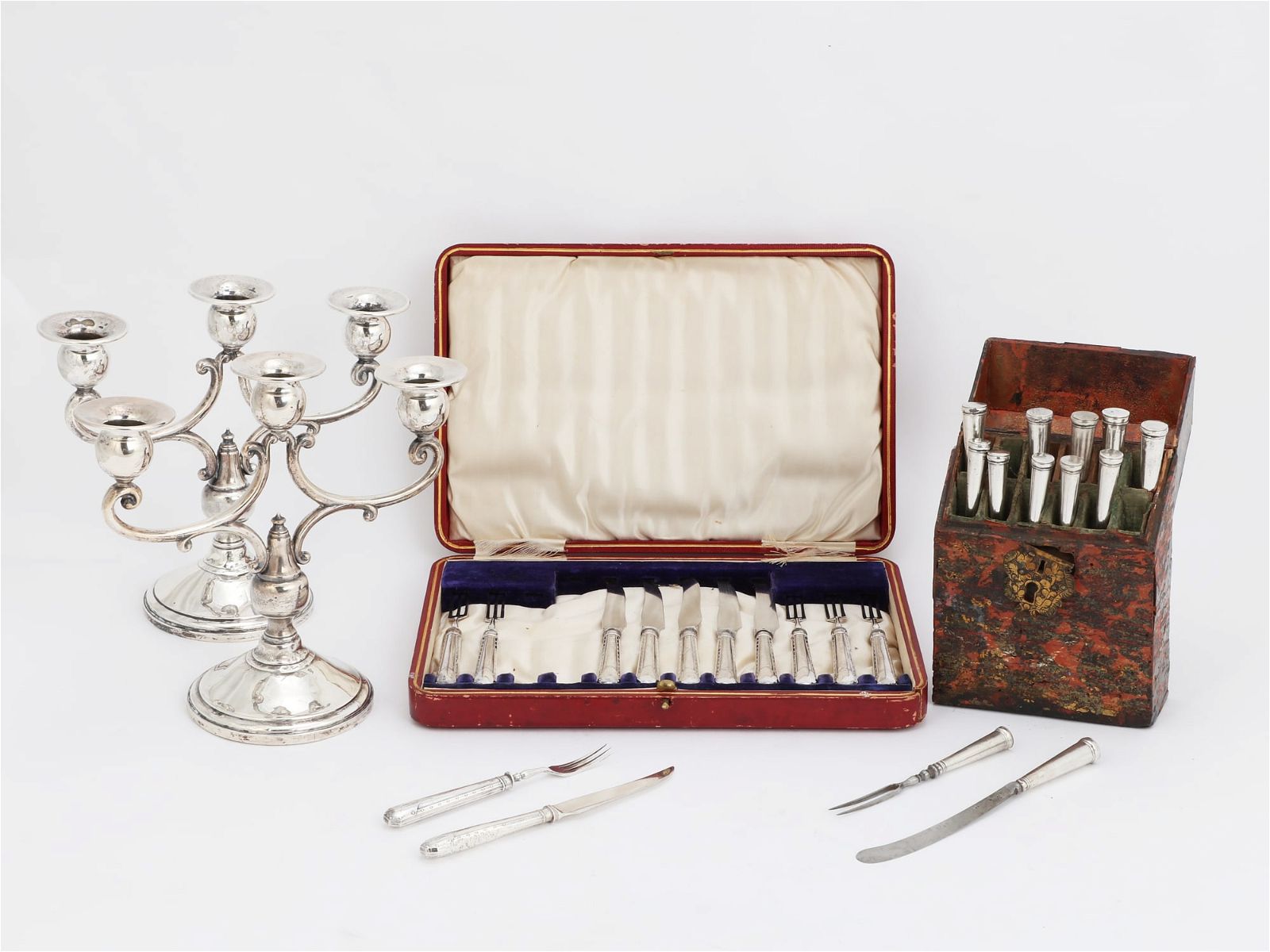 ENGLISH SILVER FRUIT SET, ANOTHER