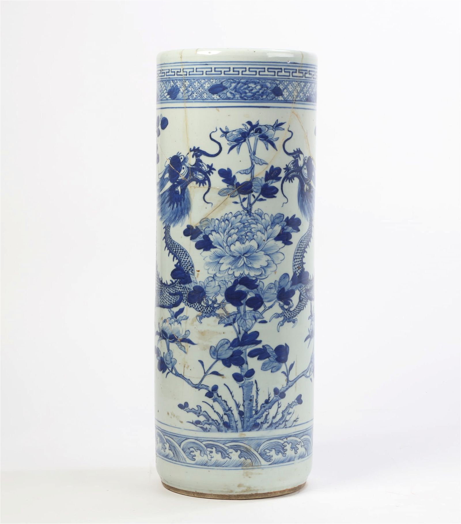 A CHINESE BLUE AND WHITE PORCELAIN STICK