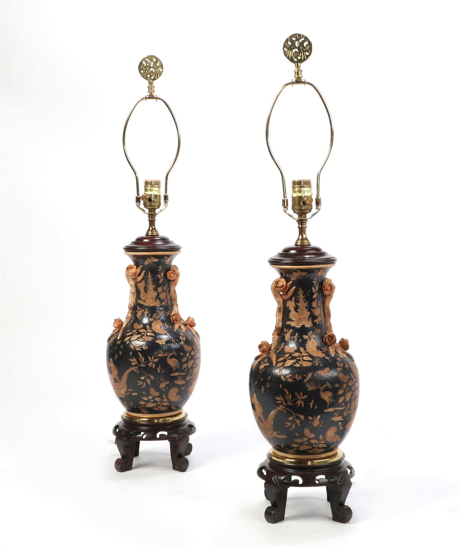 A PAIR OF ASIAN VASES NOW AS LAMPSA