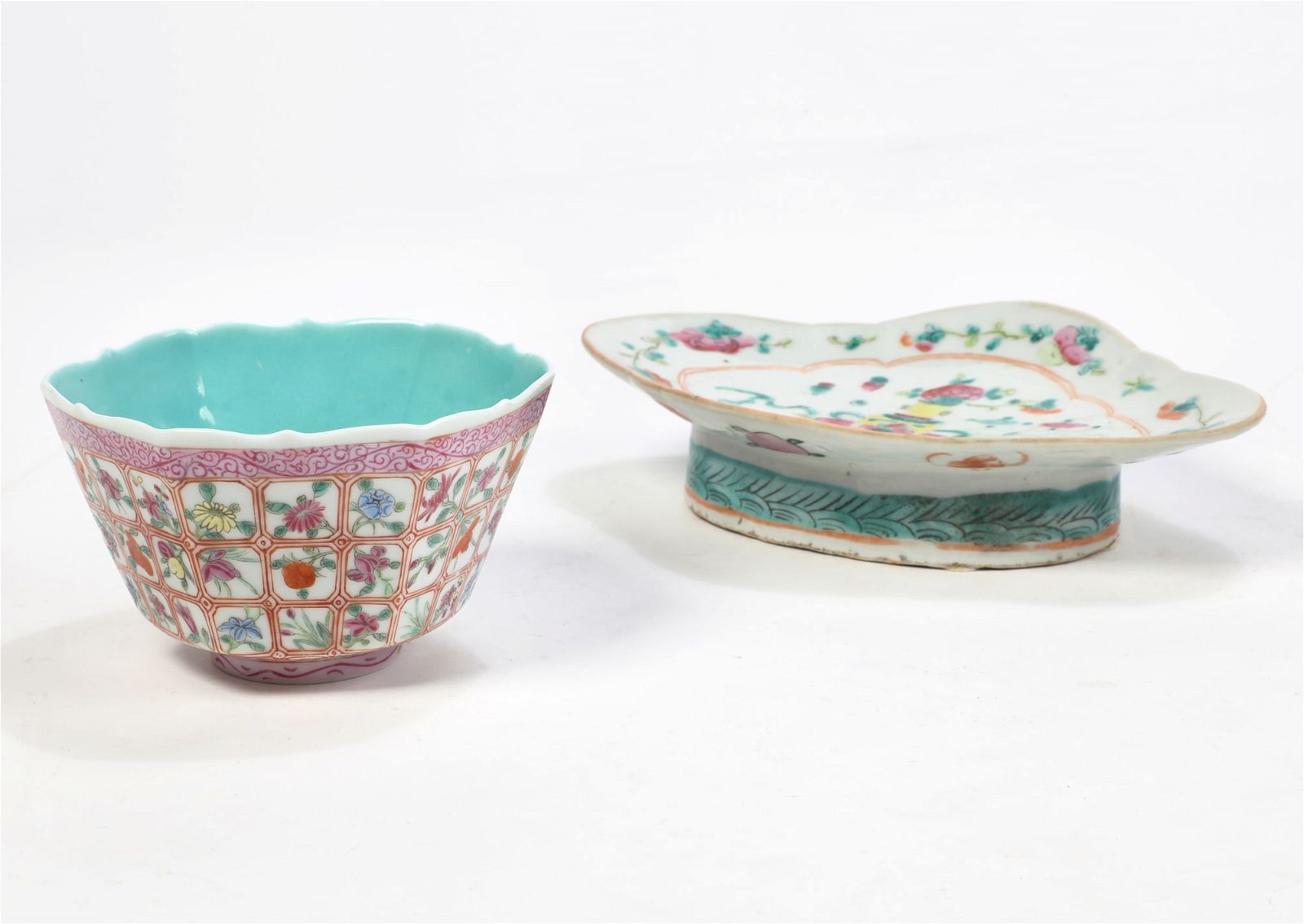 TWO CHINESE POLYCHROME ENAMELED