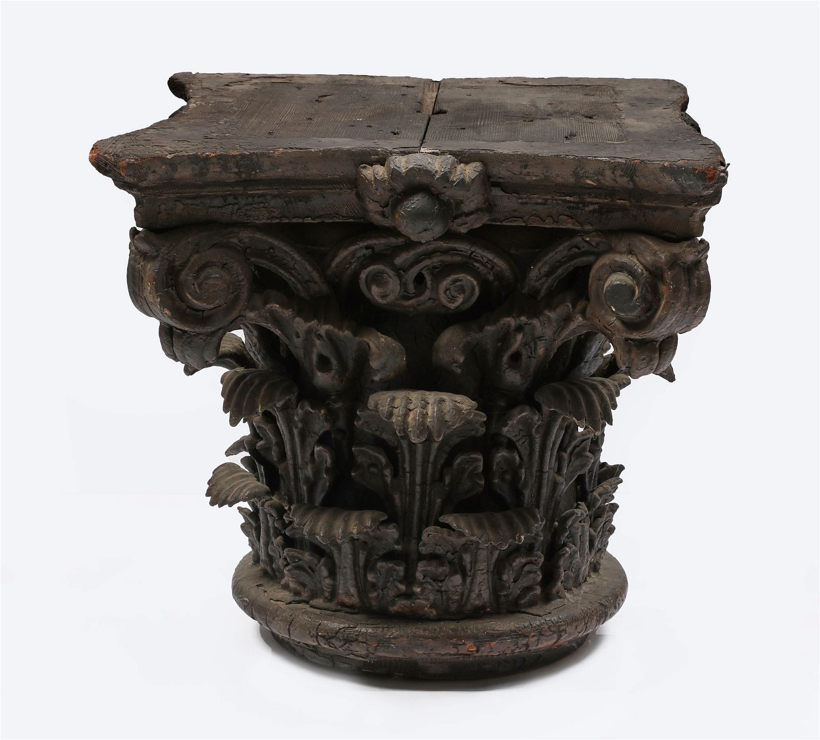 A  WOOD AND IRON CORINTHIAN CAPITALA