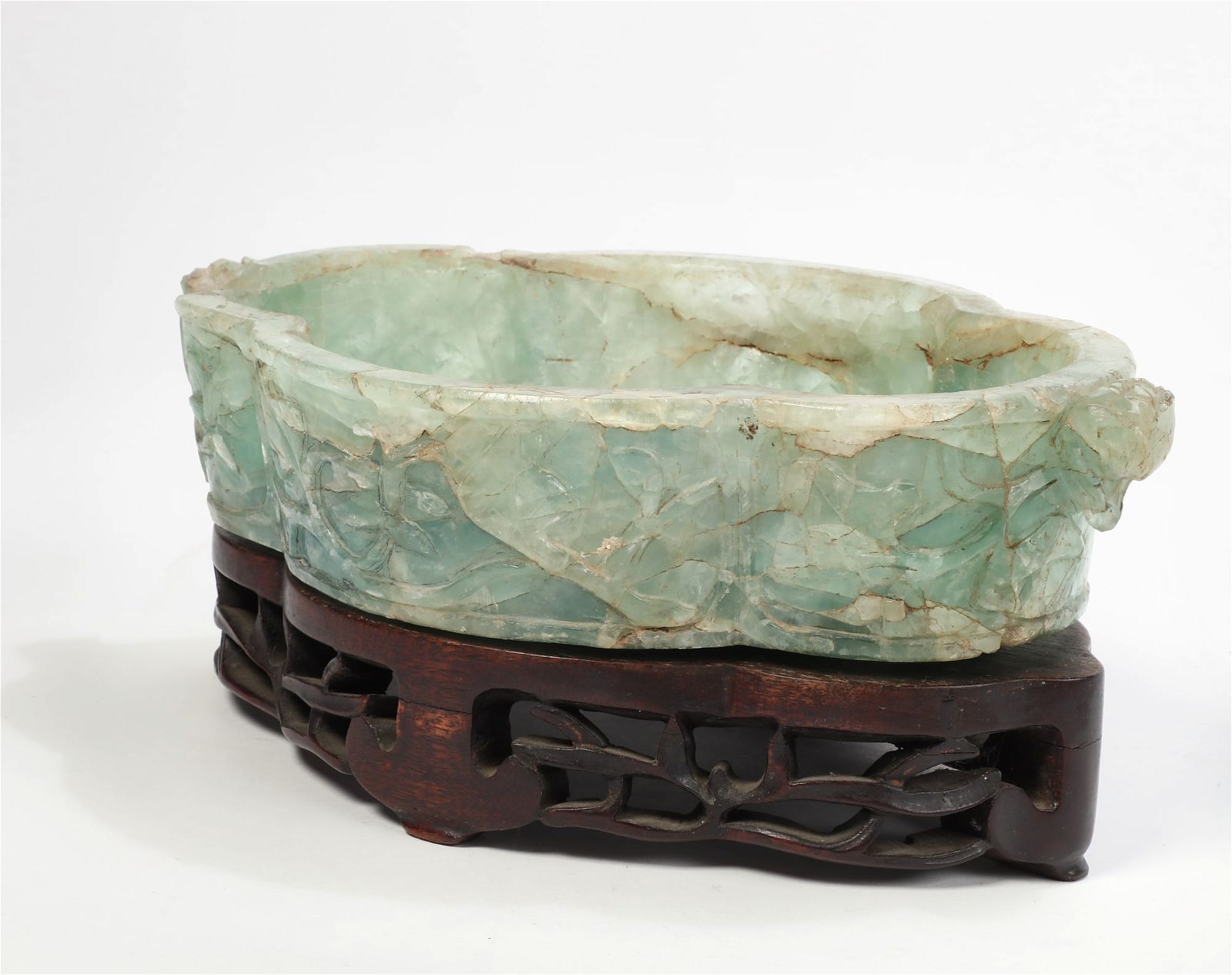 A CHINESE CARVED HARDSTONE LOW