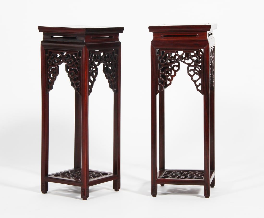 A PAIR OF MINIATURE CHINESE HARDWOOD
