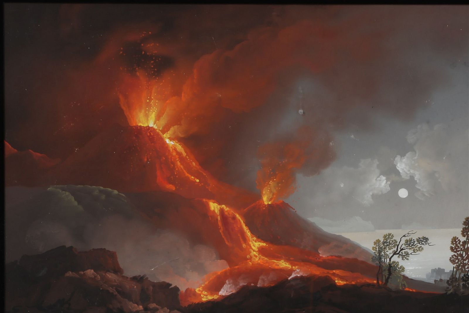 NEAPOLITAN SCHOOL, VESUVIUS ERUPTING