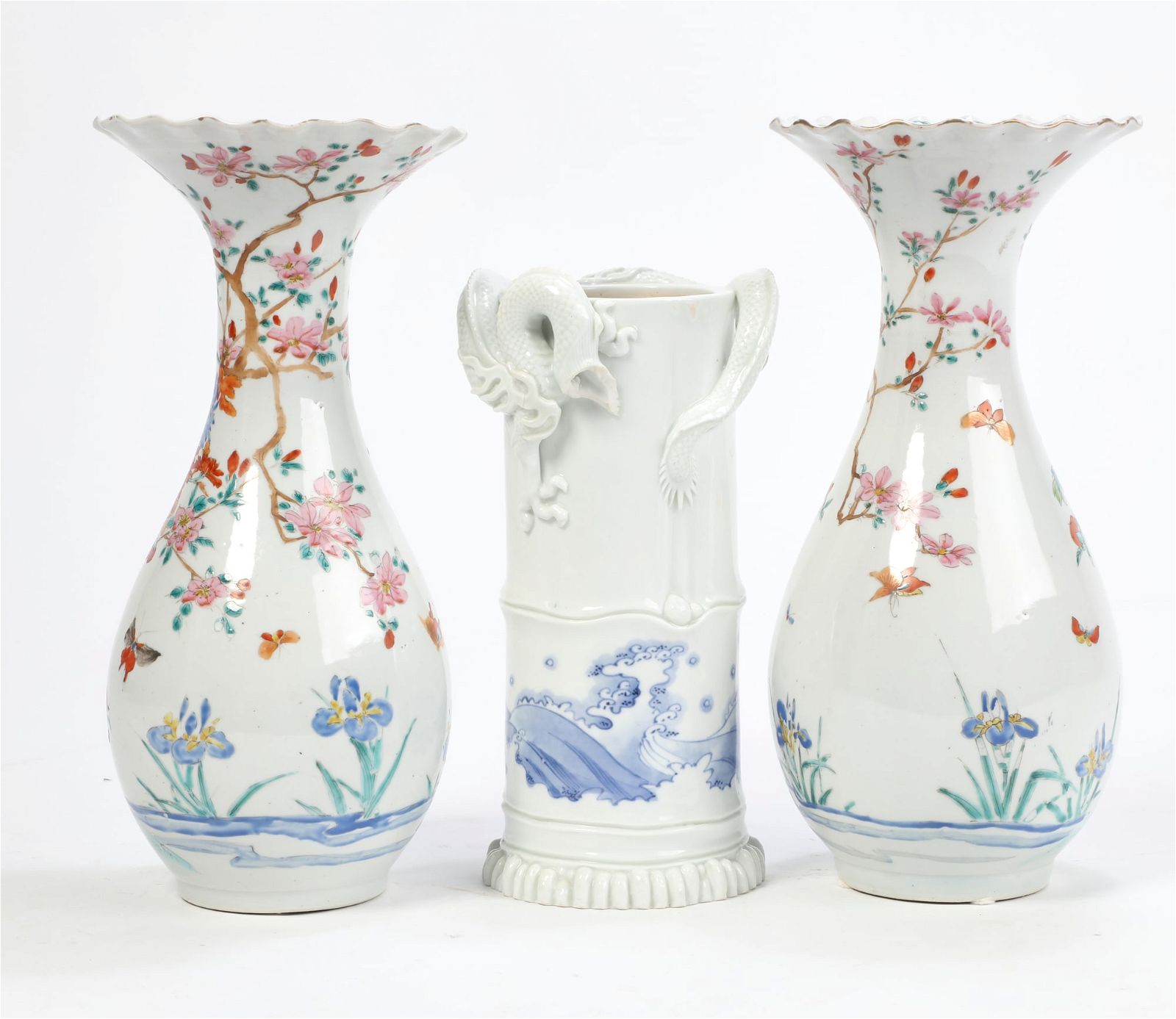 THREE JAPANESE PORCELAIN VASESThree