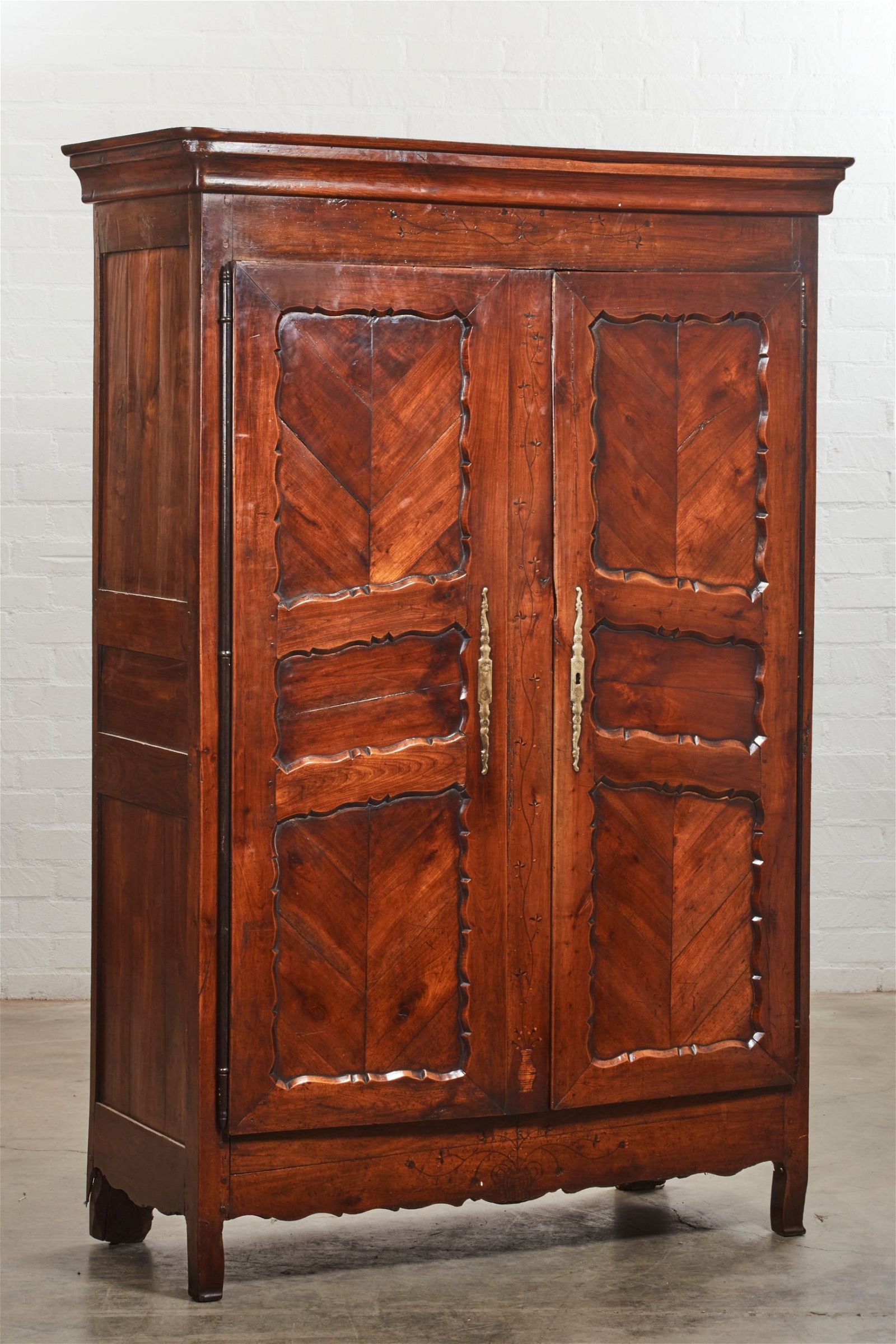 A FRENCH PROVINCIAL INLAID FRUITWOOD