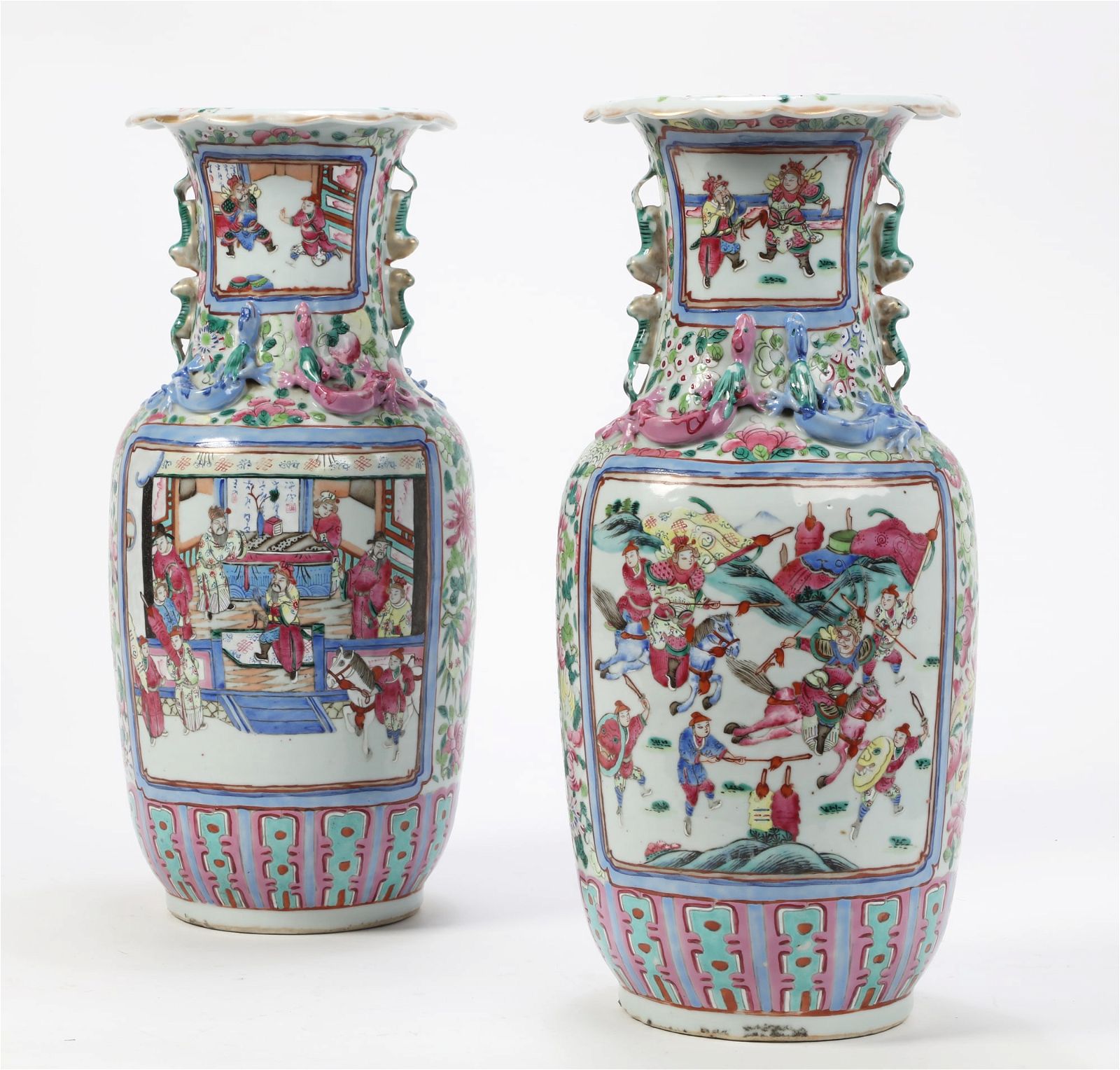 PAIR CHINESE POLYCHROME ENAMELED