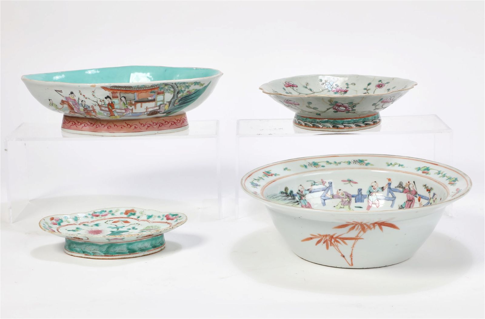 FOUR CHINESE POLYCHROME ENAMEL