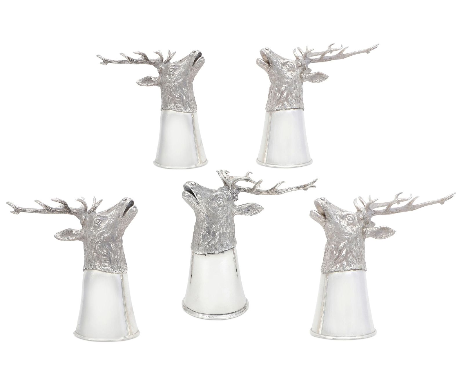 FIVE GERMAN STERLING STAG FORM