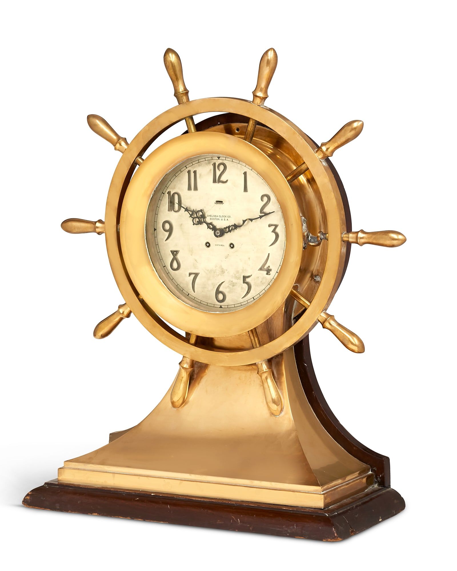 LARGE CHELSEA CLOCK CO. BRASS SHIPS