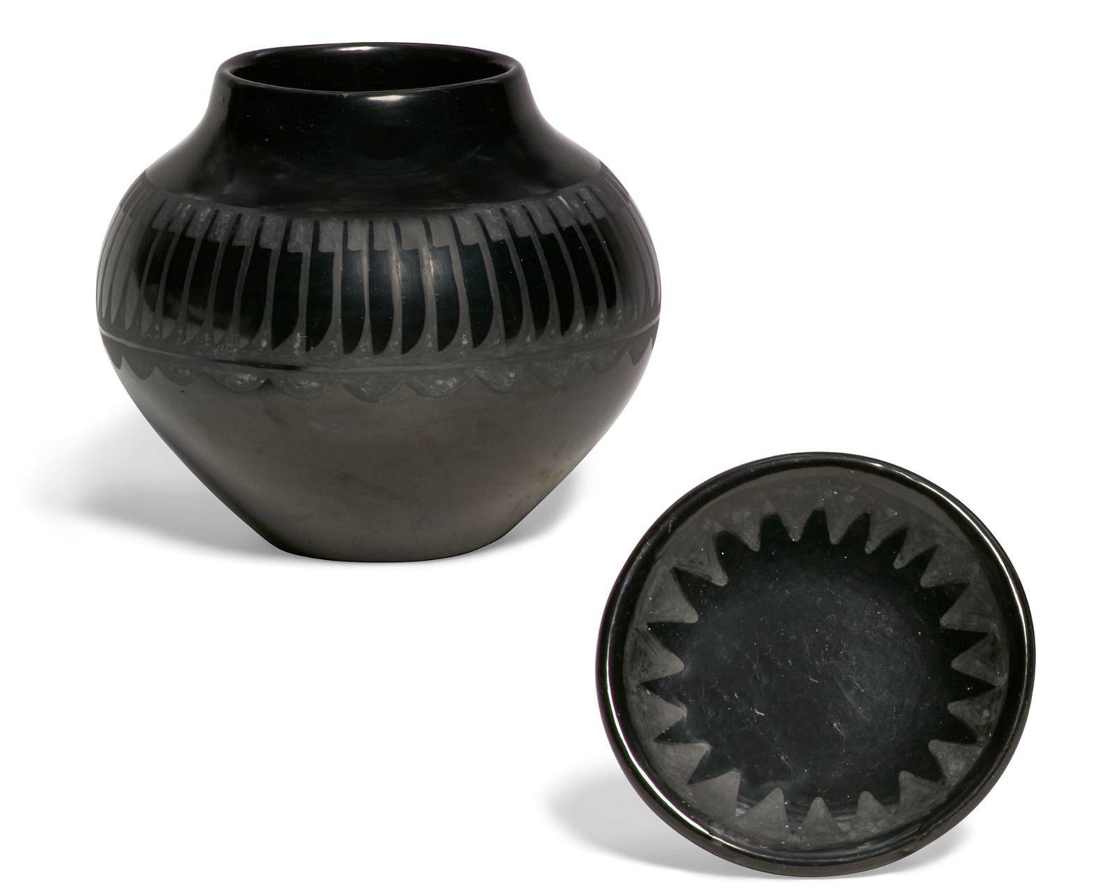 TWO SAN ILDEFONSO BLACKWARE TABLE