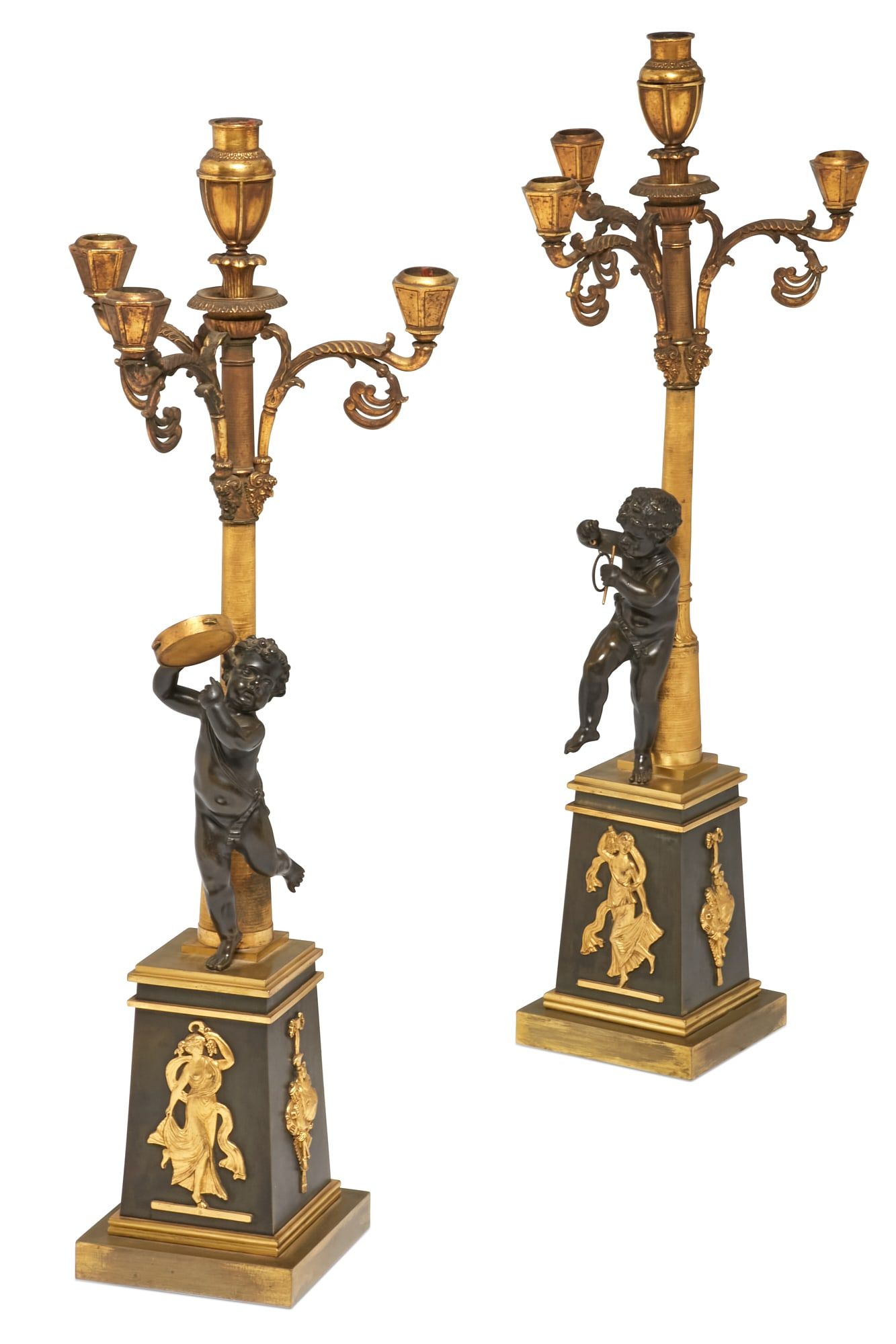 PAIR OF EMPIRE STYLE BRONZE FOUR