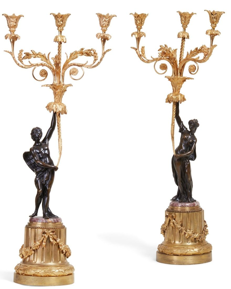 PAIR LOUIS XVI STYLE BRONZE AND