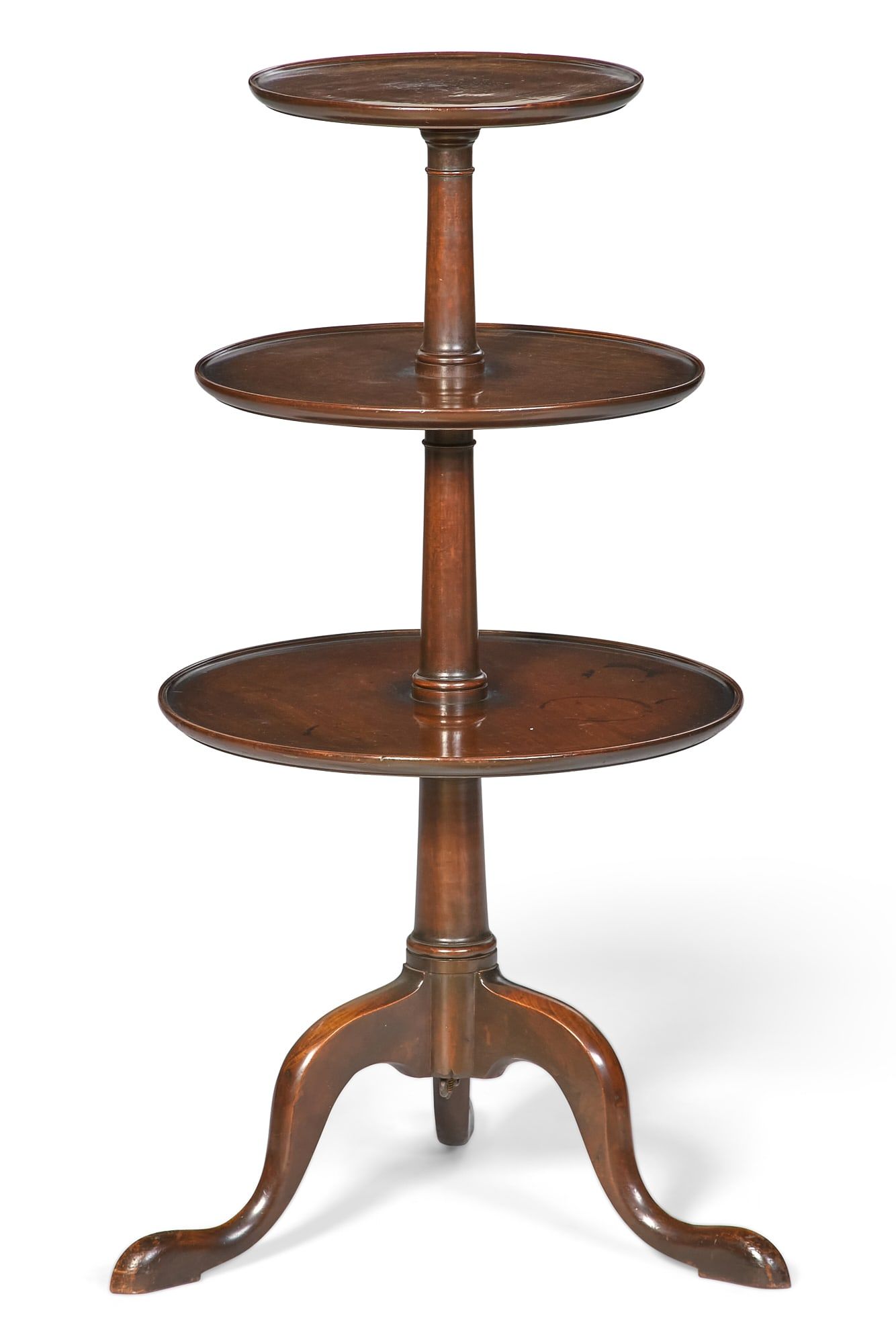 A GEORGE III MAHOGANY THREE TIER